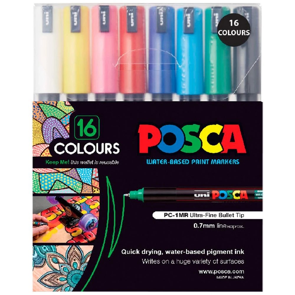 1 POSCA PC-1MR Paint Markers Assorted 16 Pack, 1 of 8