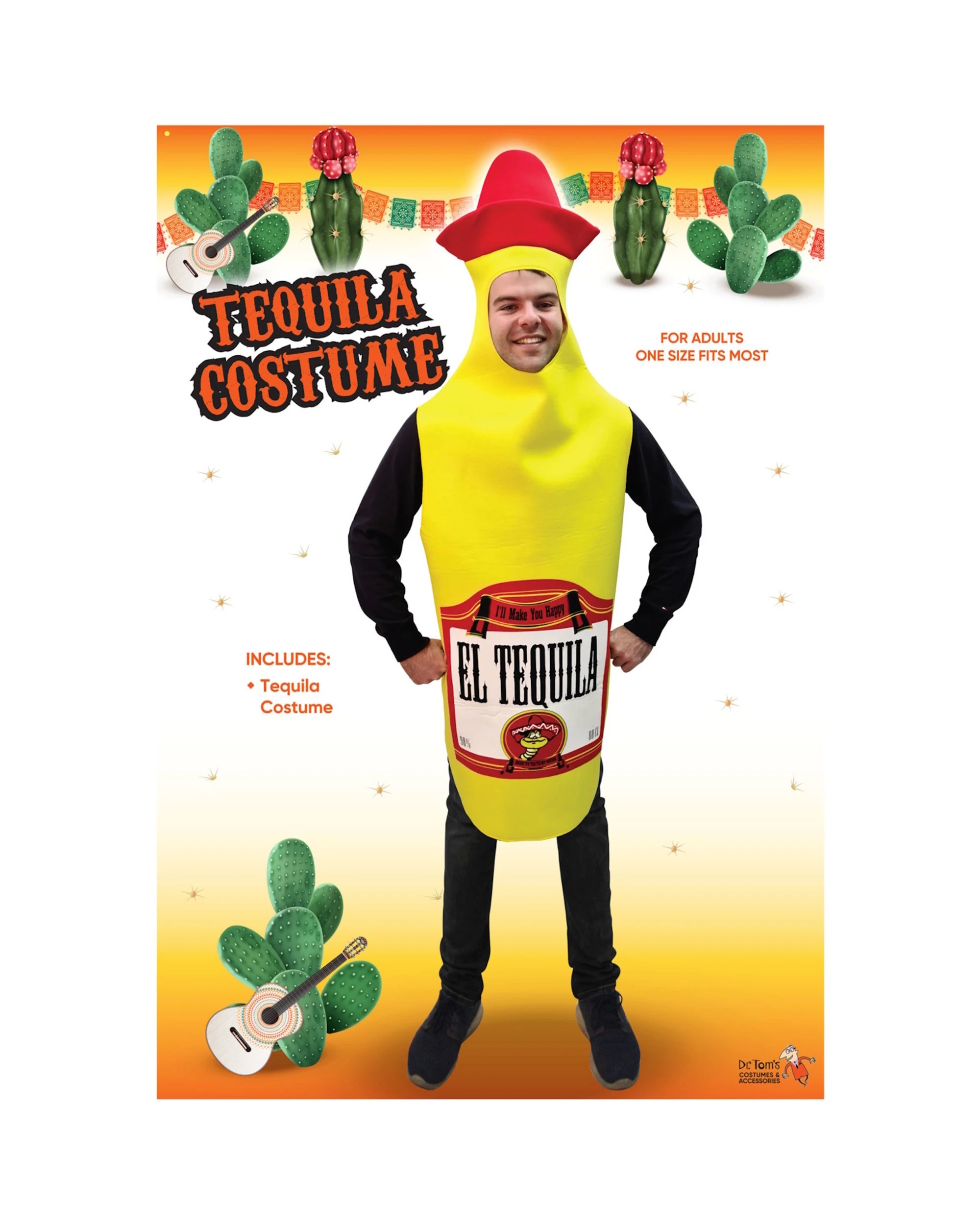 2 Tomfoolery Adult Tequila Costume - ONE SIZE - Yellow, 2 of 2