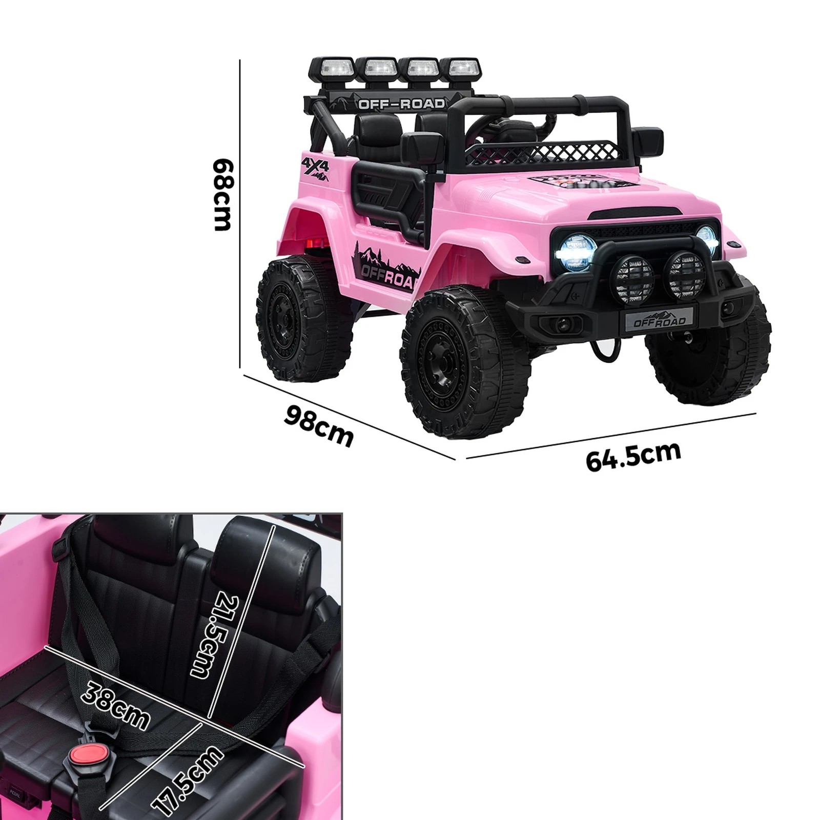 10 Mazam Ride On Car Kids Electric Jeep Bluetooth Light Music Remote Control
 - Pink, 10 of 10