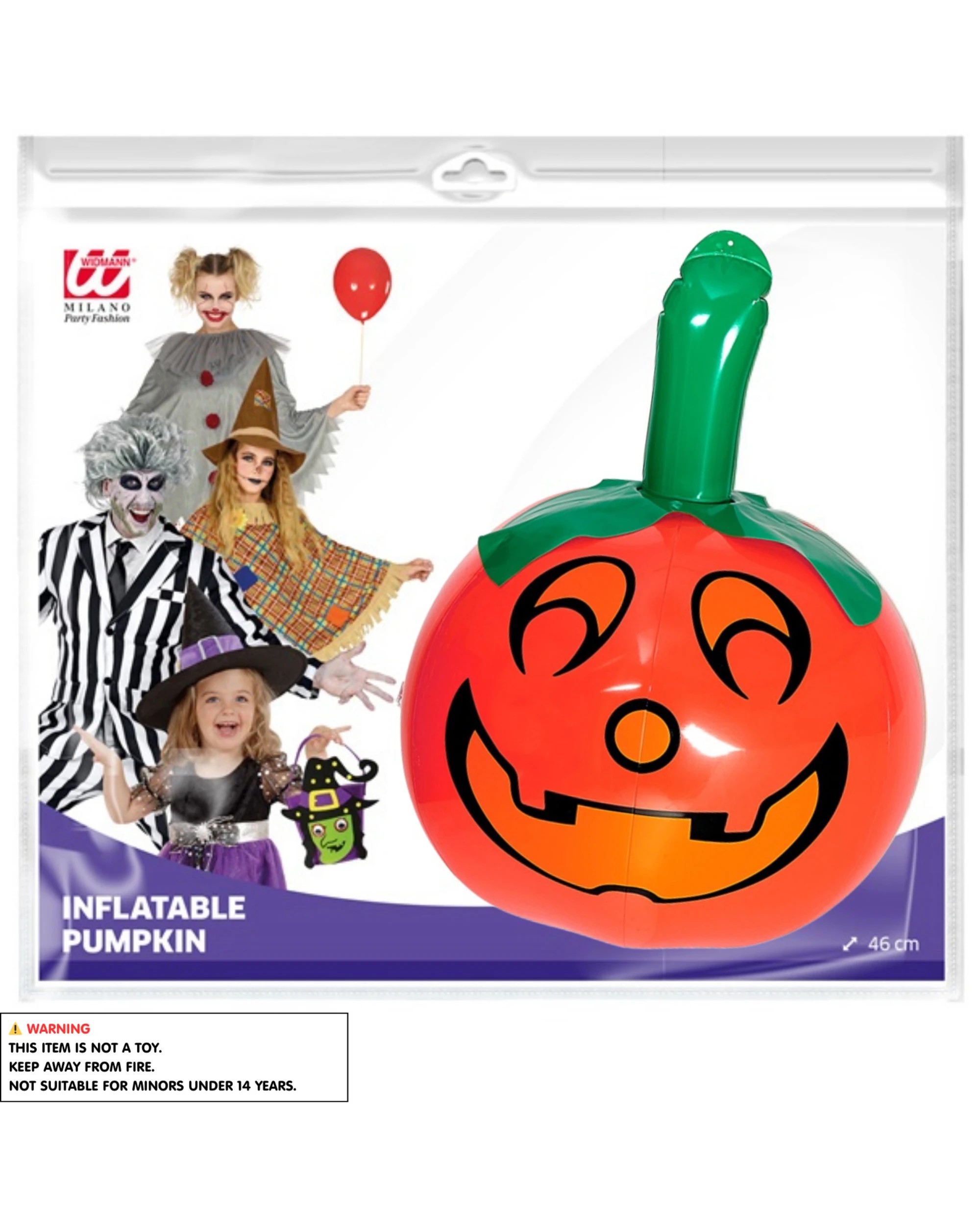 3 Widmann Inflatable Pumpkin 46cm - Orange, 3 of 3