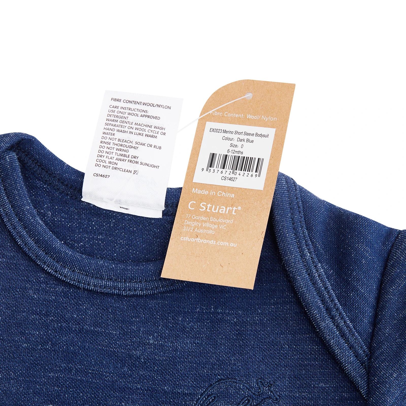4 Merino Baby Australian Merino Wool Merino Short Sleeve Bodysuit-Navy Marle NAVY MARLE, 4 of 7