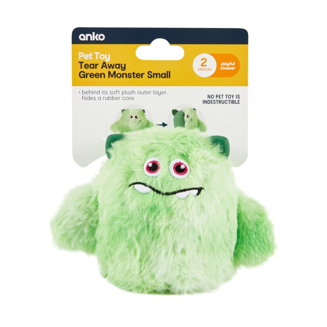 4 Pet Toy Tear Away Green Monster - Small, 4 of 4