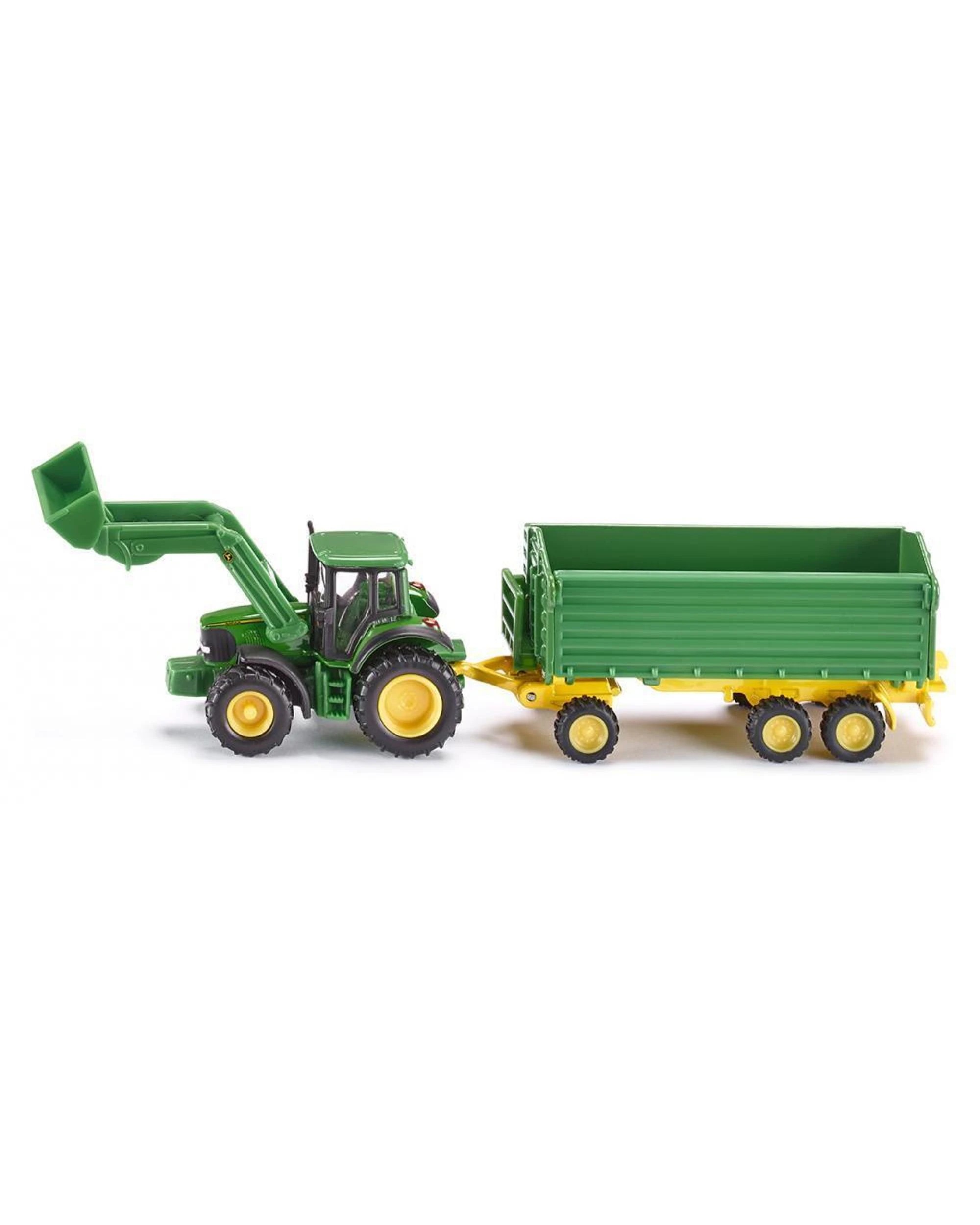 1 Siku Farmer John Deere with Front Loader and Trailer 1:87 Scale, 1 of 1