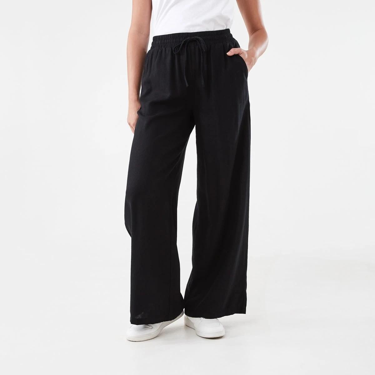 1 Linen Blend Wide Leg Pants BLACK, 1 of 5