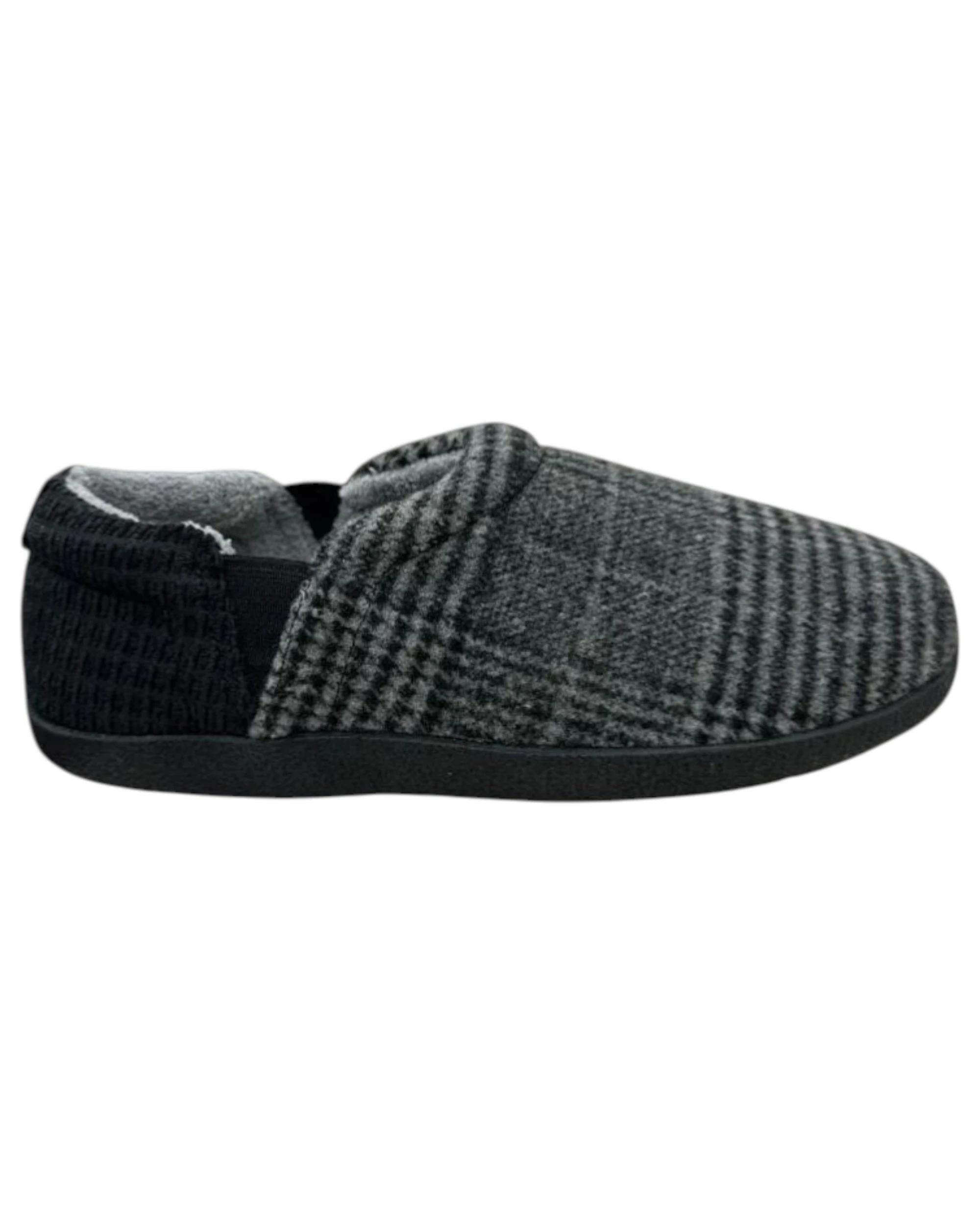 1 Grosby Mens Bryce Slippers Casual Slip On Grey Tartan Shoes GREY, 1 of 3