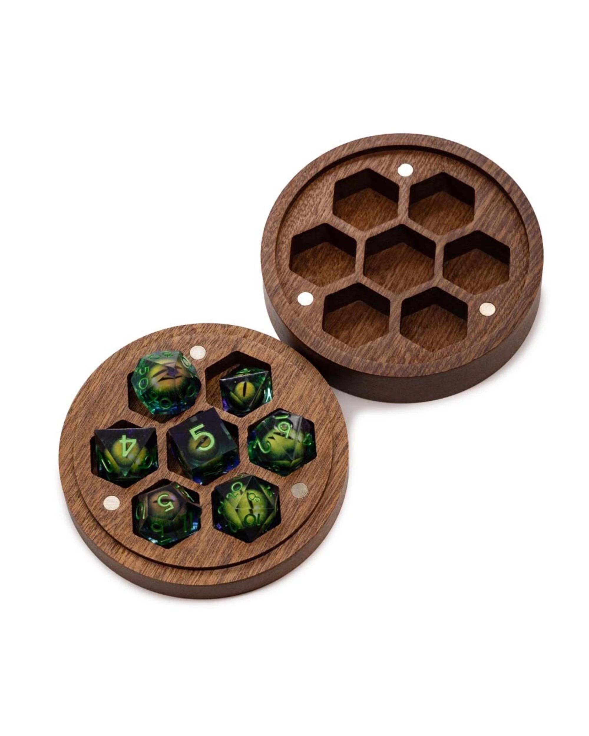 1 Dragon Eye Dice Set with Wood Box - Green, 1 of 4
