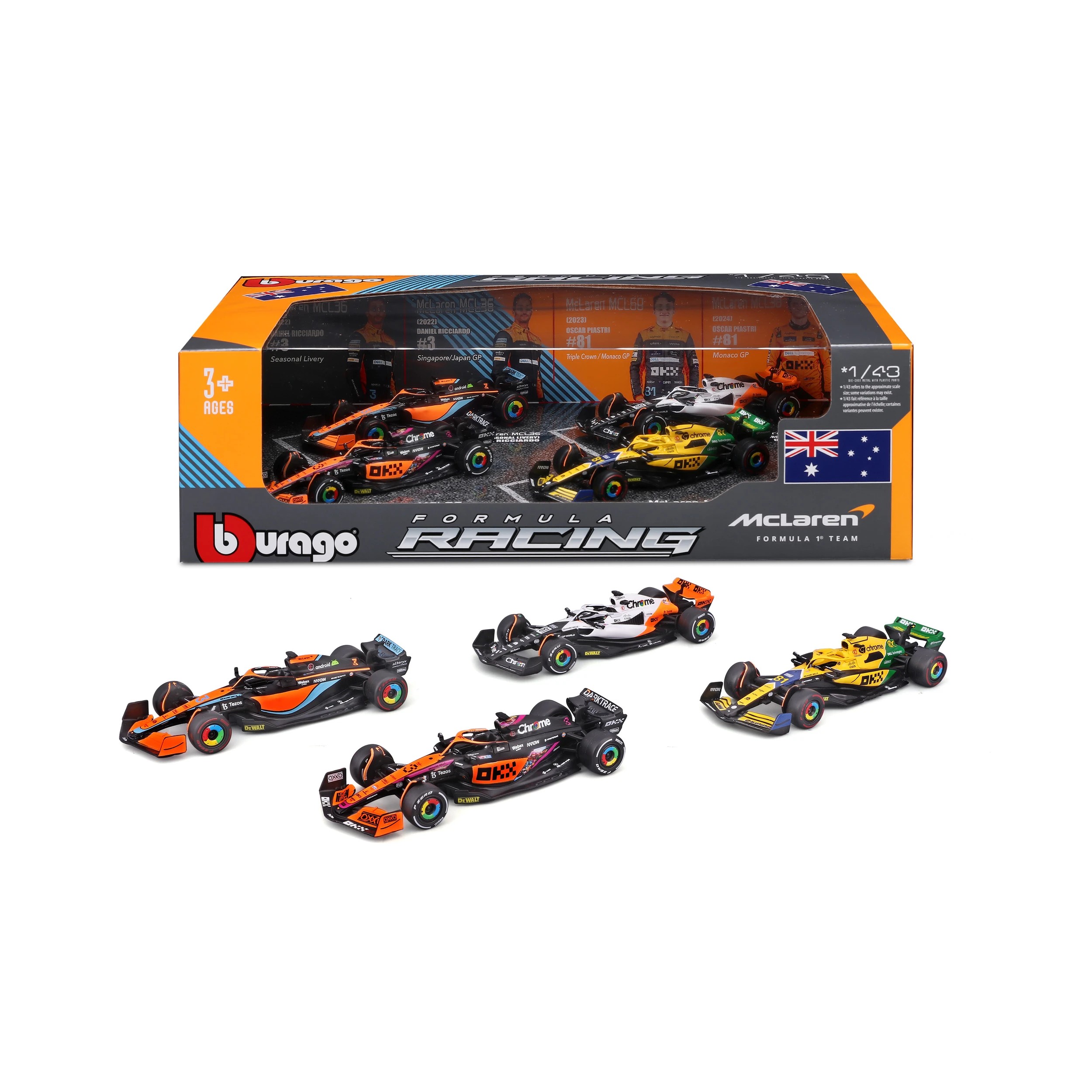 6 4 Piece Bburago 1:43 McLaren F1 Aussie Drivers, 6 of 6