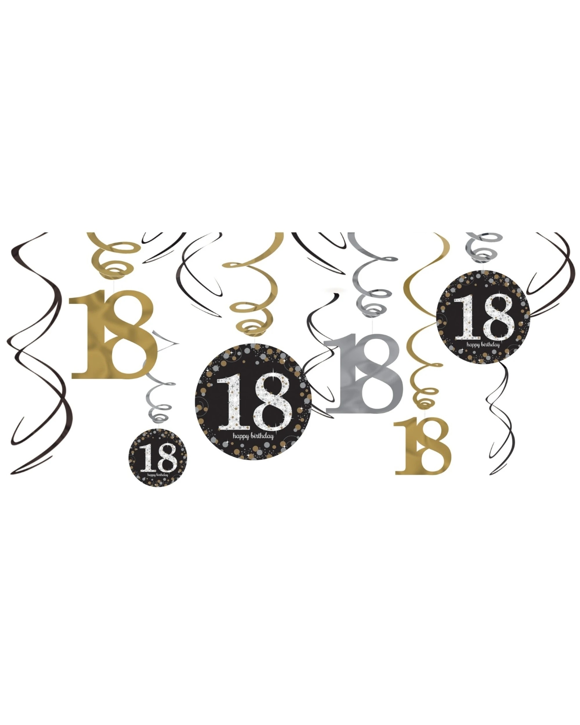 1 Amscan Sparkling Celebration 18th Birthday Swirl Decorations Pack of 12, 1 of 1
