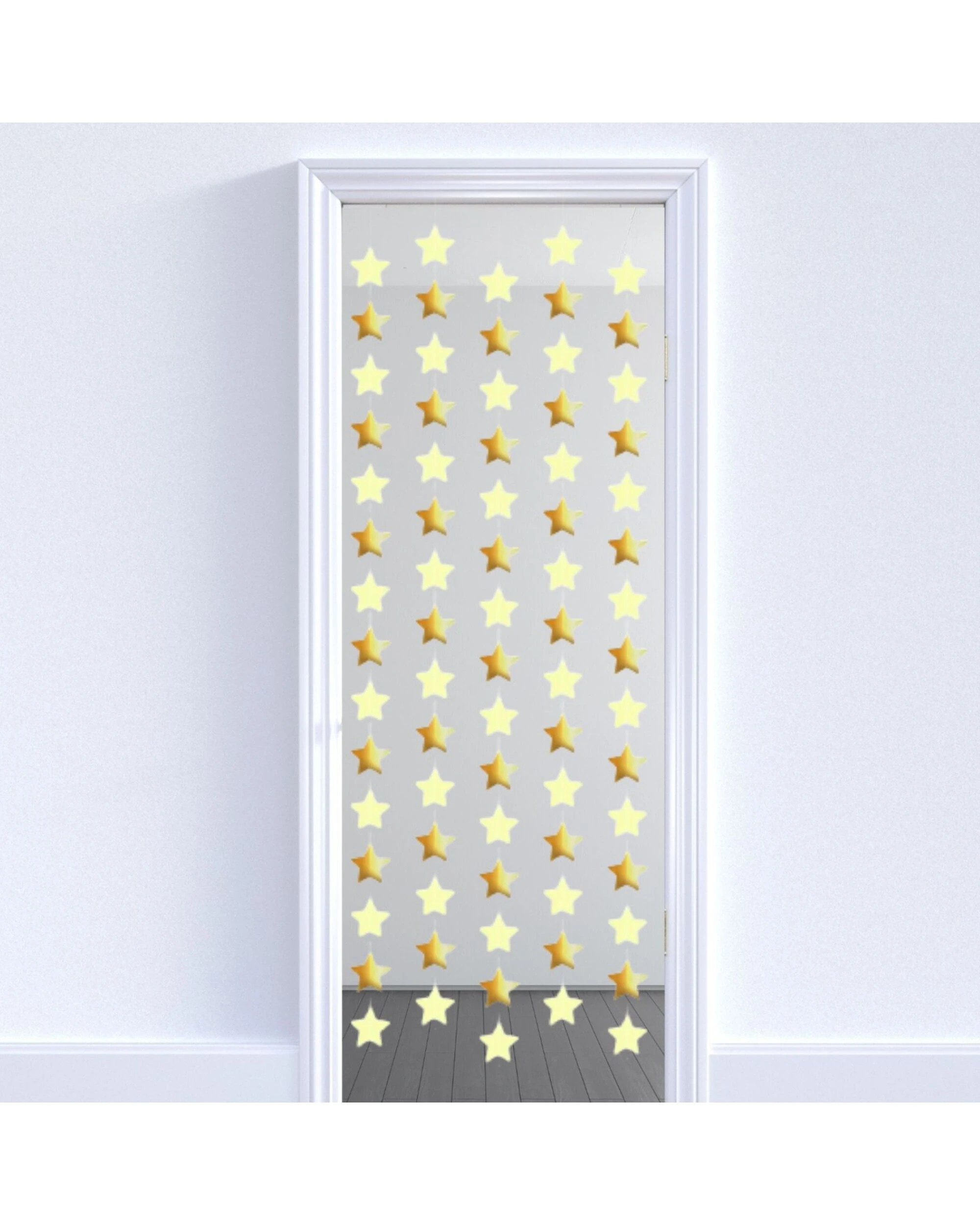 1 Party Planet Foil Star Garland String Decorations Pack of 2 - Yellow, 1 of 2