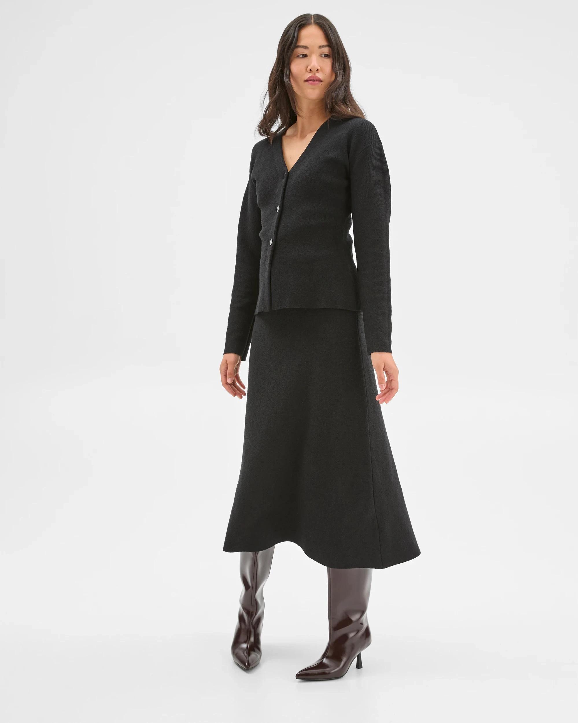 3 Preview Boucle Long Sleeve Cocoon  Cardigan BLACK, 3 of 7