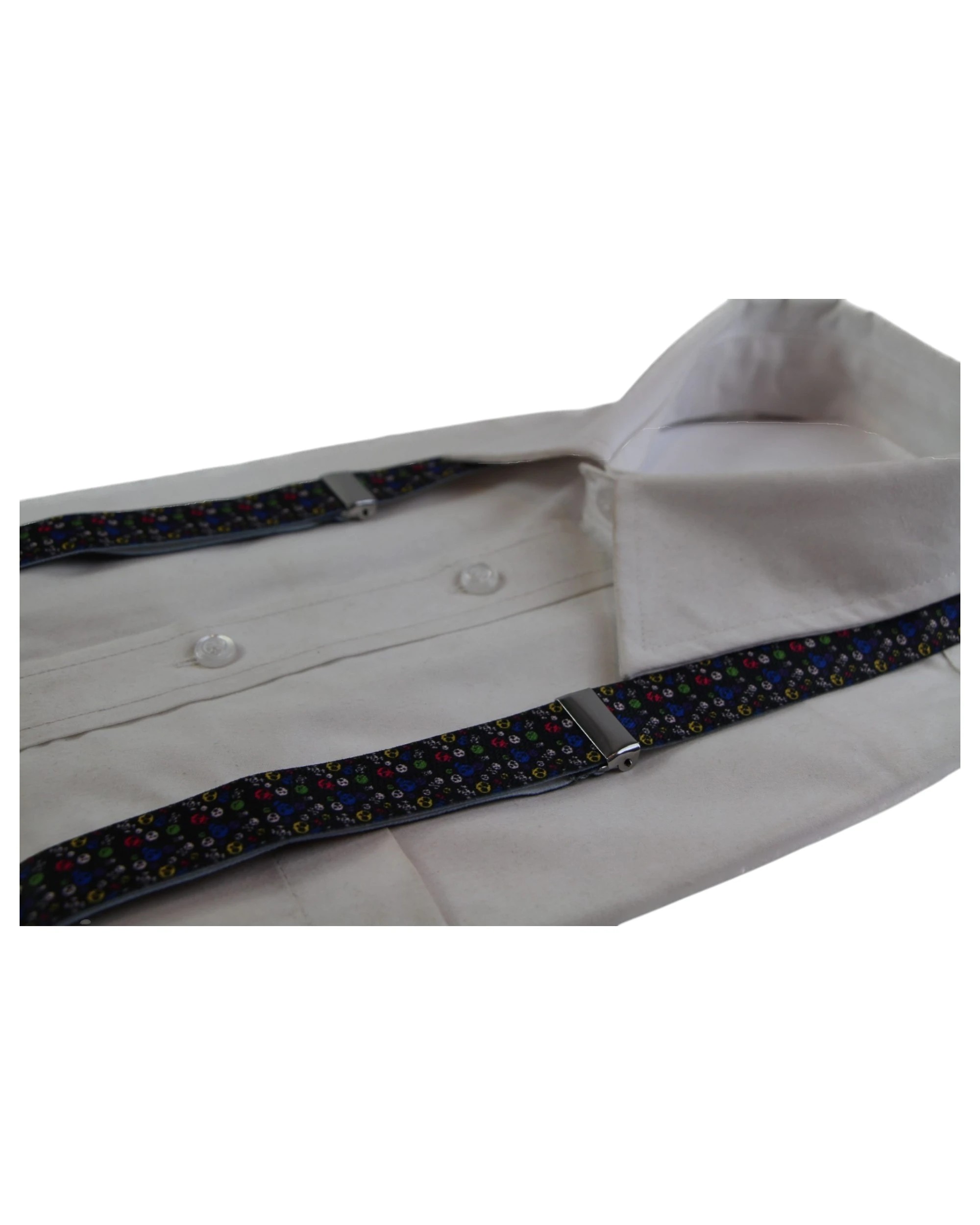 4 Zasel Mens Adjustable Rainbow Skulls Patterned Suspenders - Multi - Multi, 4 of 5