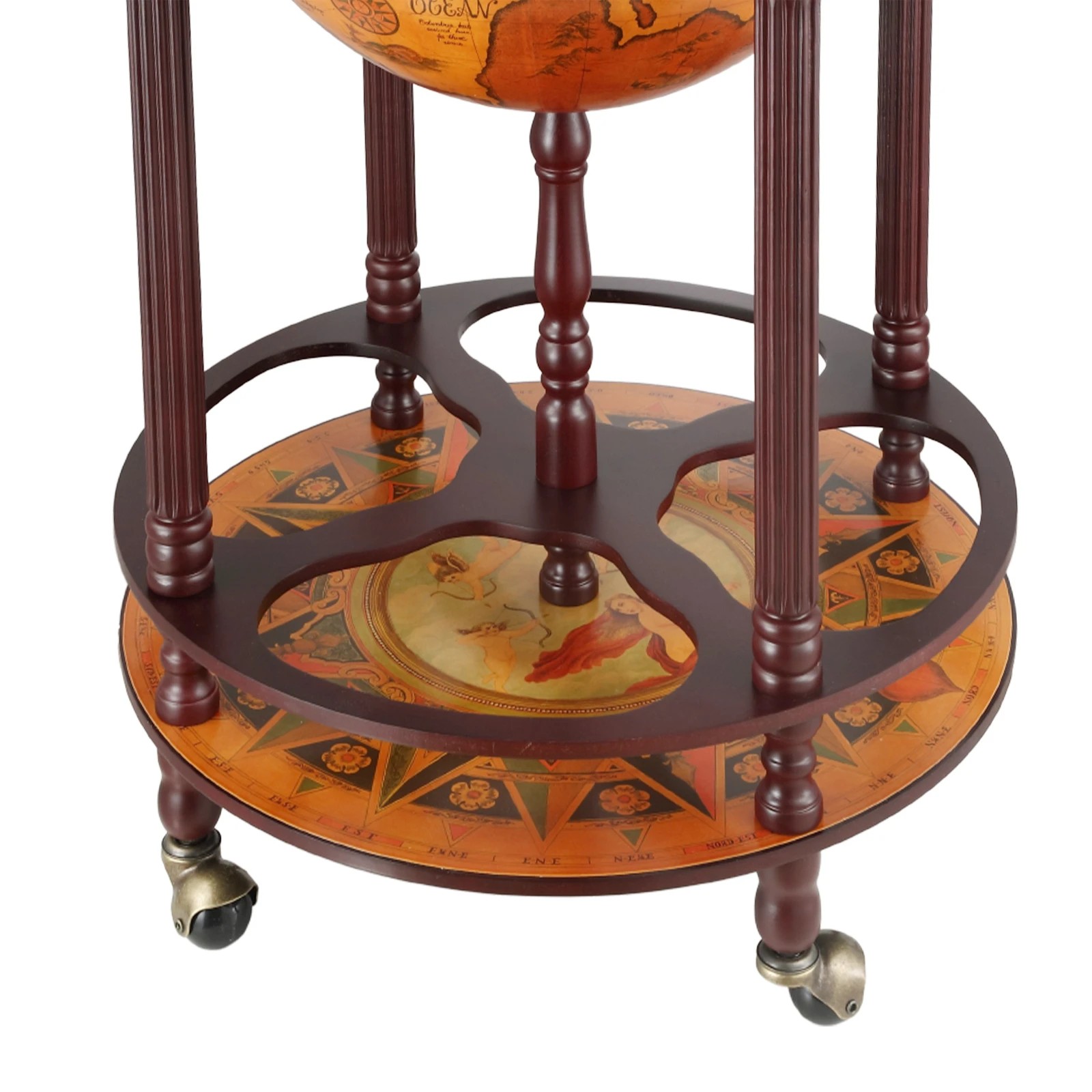 4 Ausway Antique Globe Bar Cabinet Mini Wine Rack Drinks Round Storage Mid-century Alcohol Trolley Cart, 4 of 6