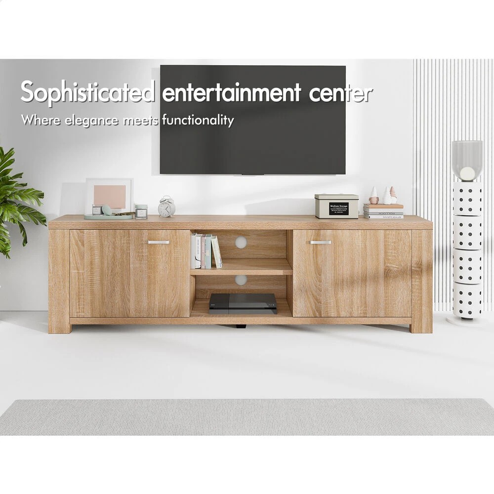 2 Alfordson TV Cabinet Entertainment Unit Stand Storage Shelf 160cm - Wood, 2 of 10