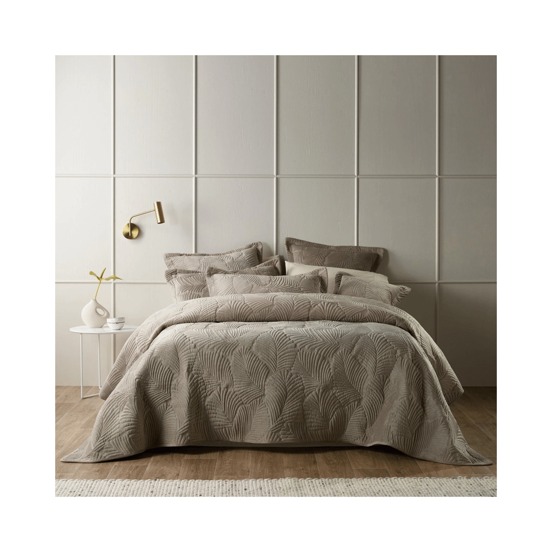 1 Bianca Bedding Kairo Quilted Velvet Coverlet Set — King (Taupe/Brown)
 - King Bed
 - brown, 1 of 4