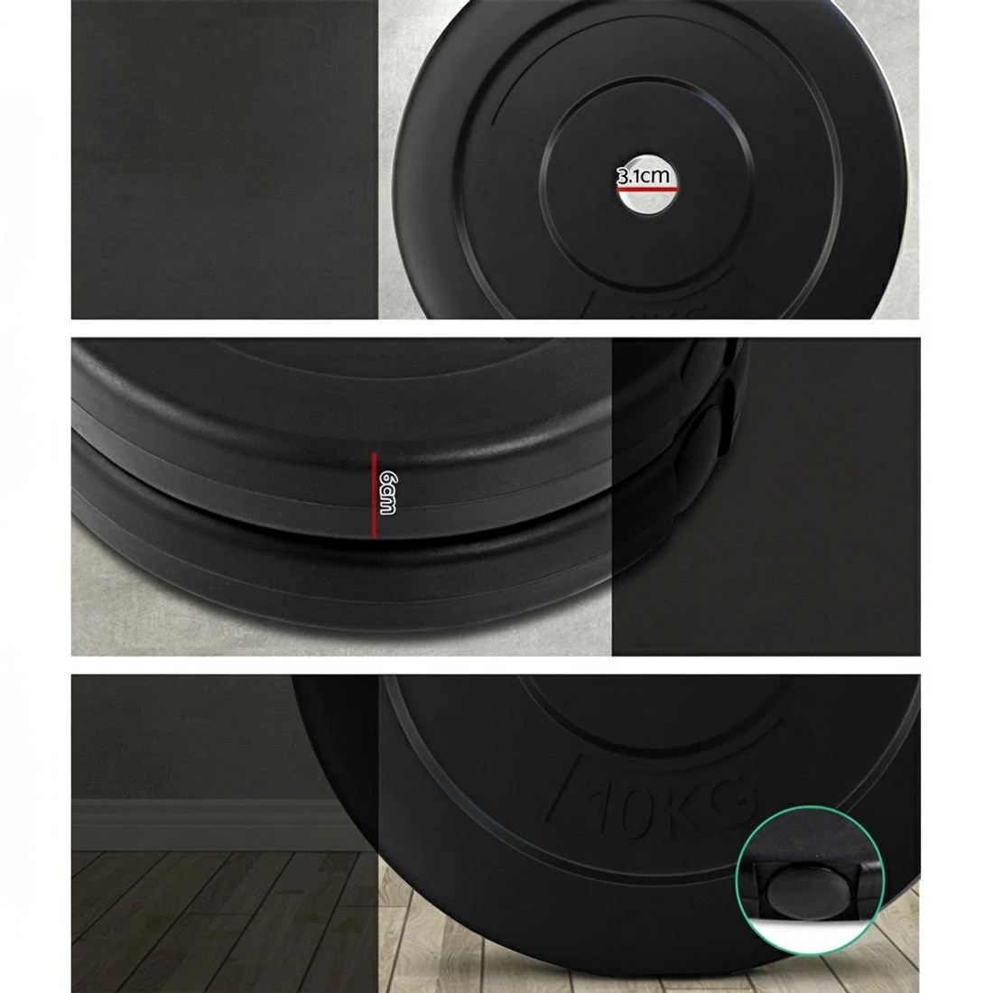 6 Everfit 68kg Barbell Set Weight Plates Bar Lifting Bench 168cm - Multi, 6 of 6