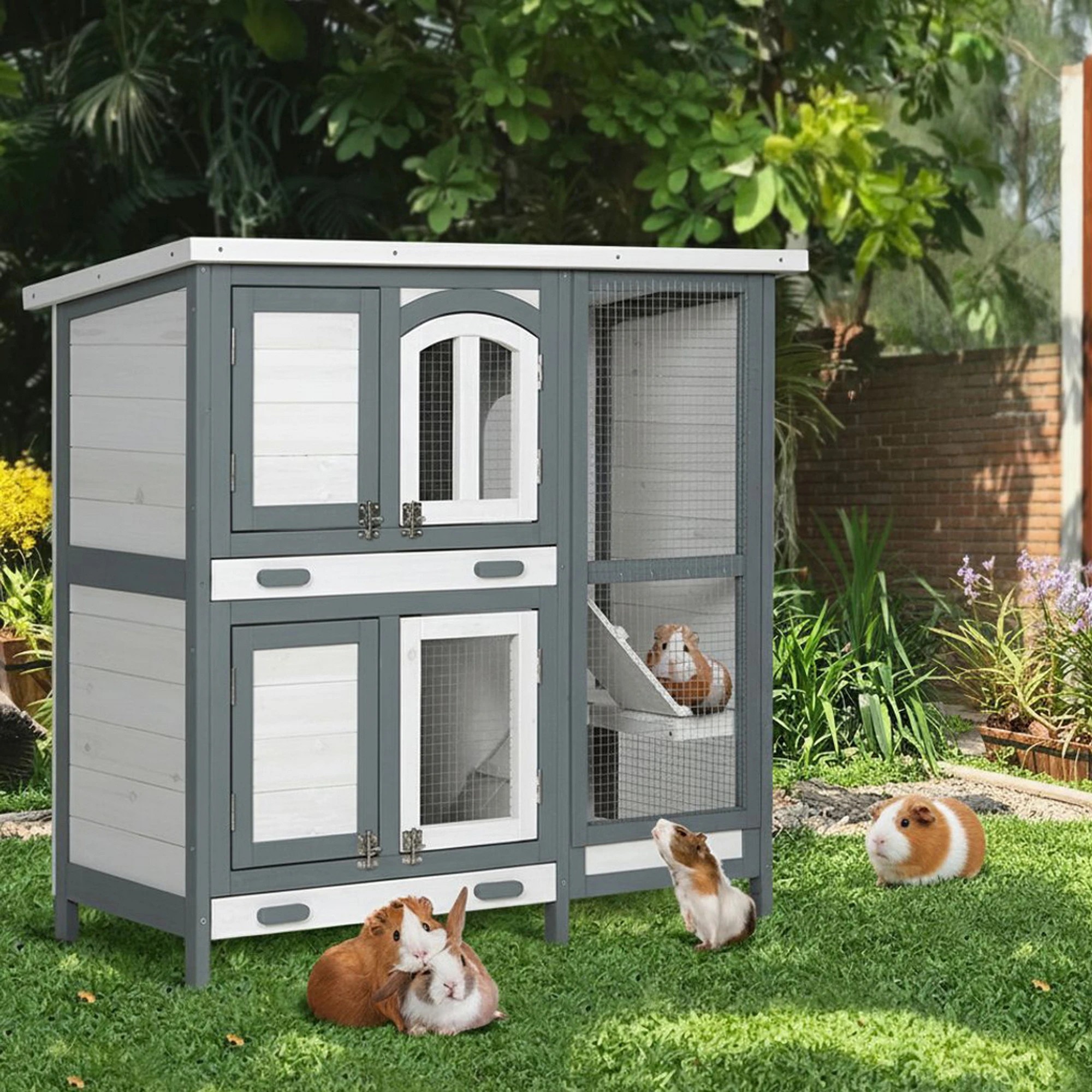 4 i.Pet Rabbit Hutch Chicken Coop Large Wooden House Run Cage - Multi, 4 of 6