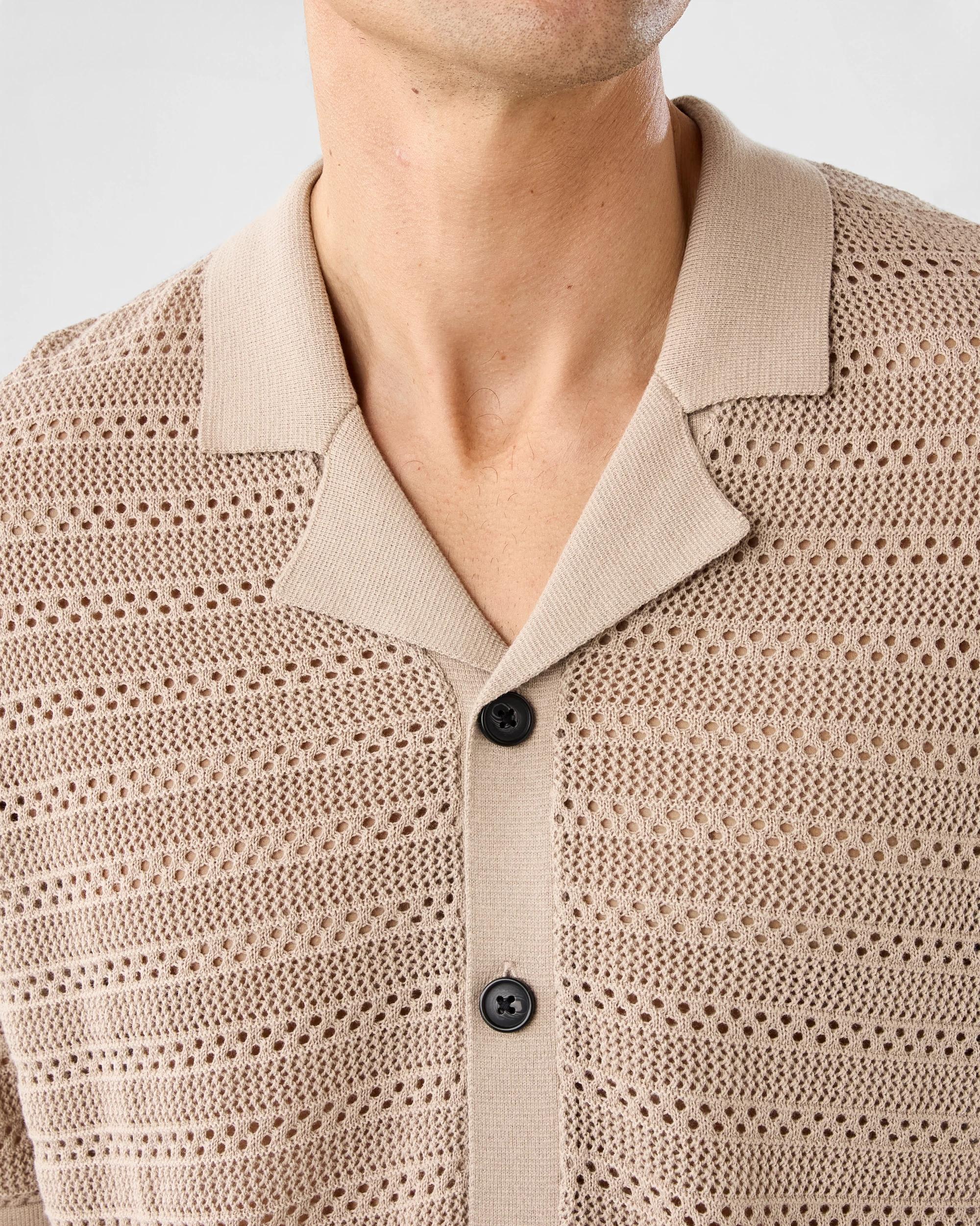 5 Short Sleeve Textured Knit Shirt Bge Sand, 5 of 6