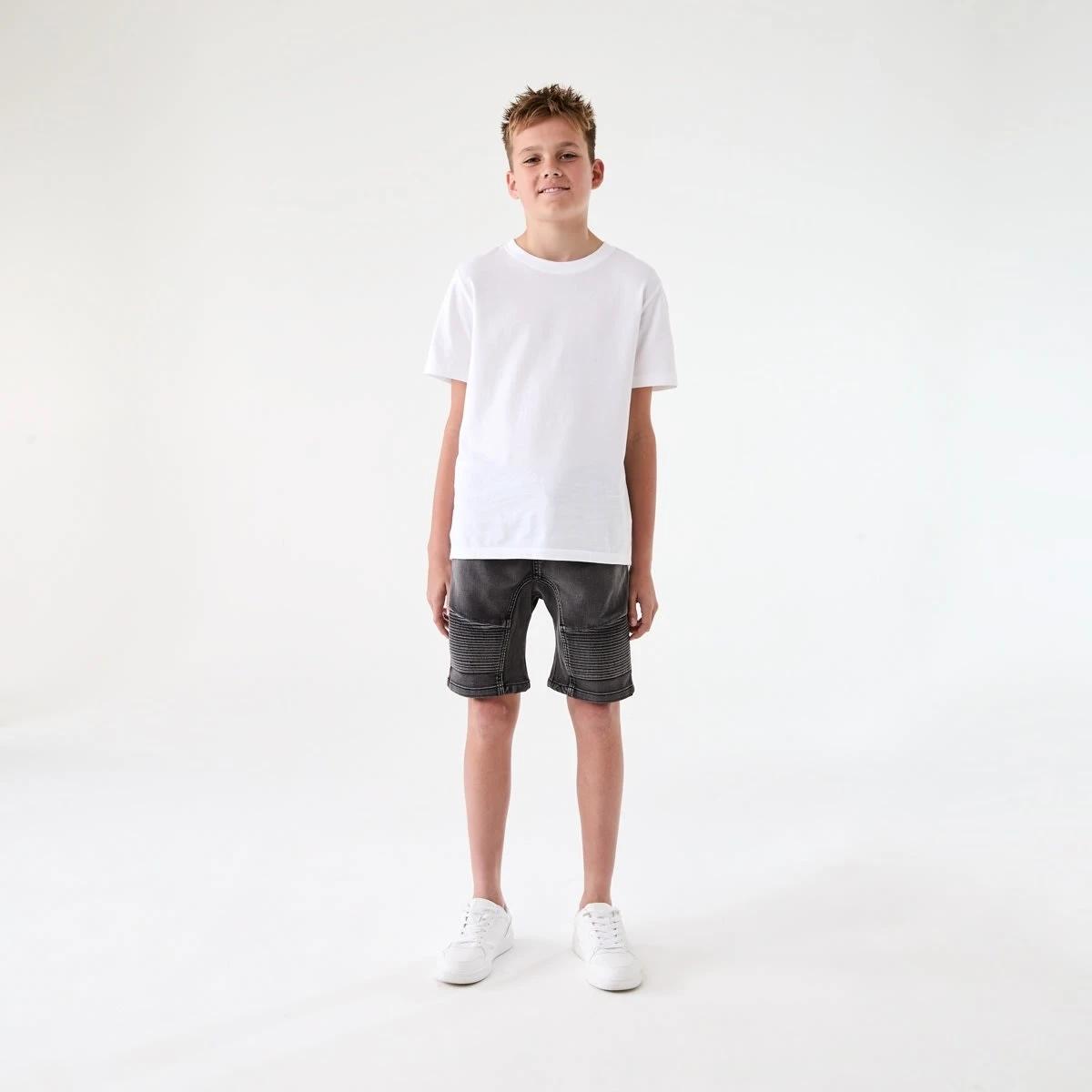 6 Pull On Denim Moto Shorts BLACK WASH, 6 of 7