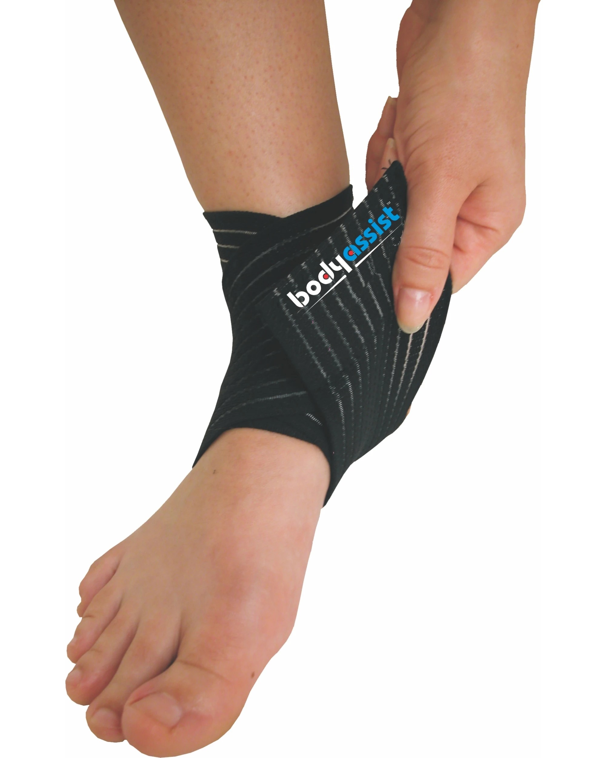 2 Bodyassist Elastic Ankle Wrap With Loop Anchor One Size Fits Most - Black, 2 of 6