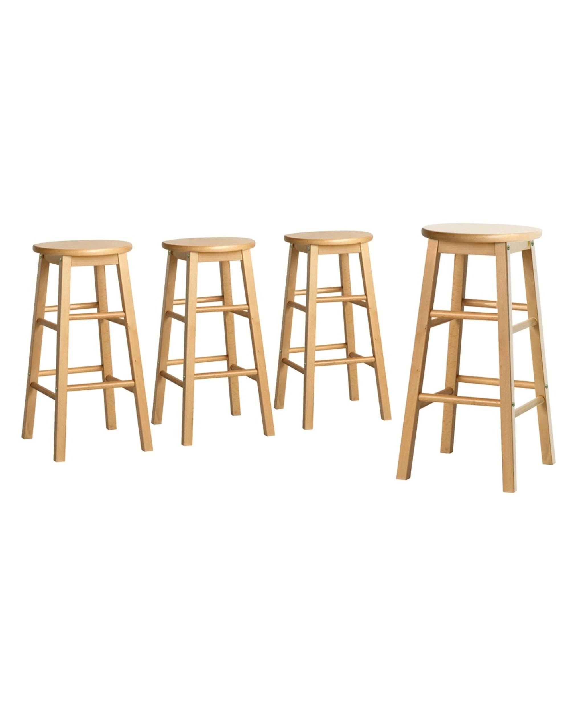 1 Artiss 4x Bar Stools Round Chairs Nature - Natural, 1 of 5