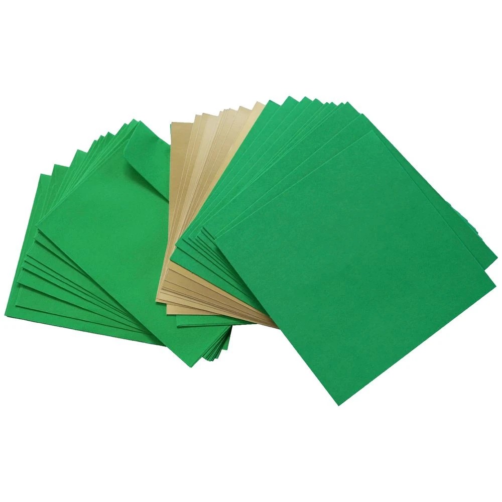 2 Qcut Folding Cards Set Evergreen/Gold Foil, 2 of 3
