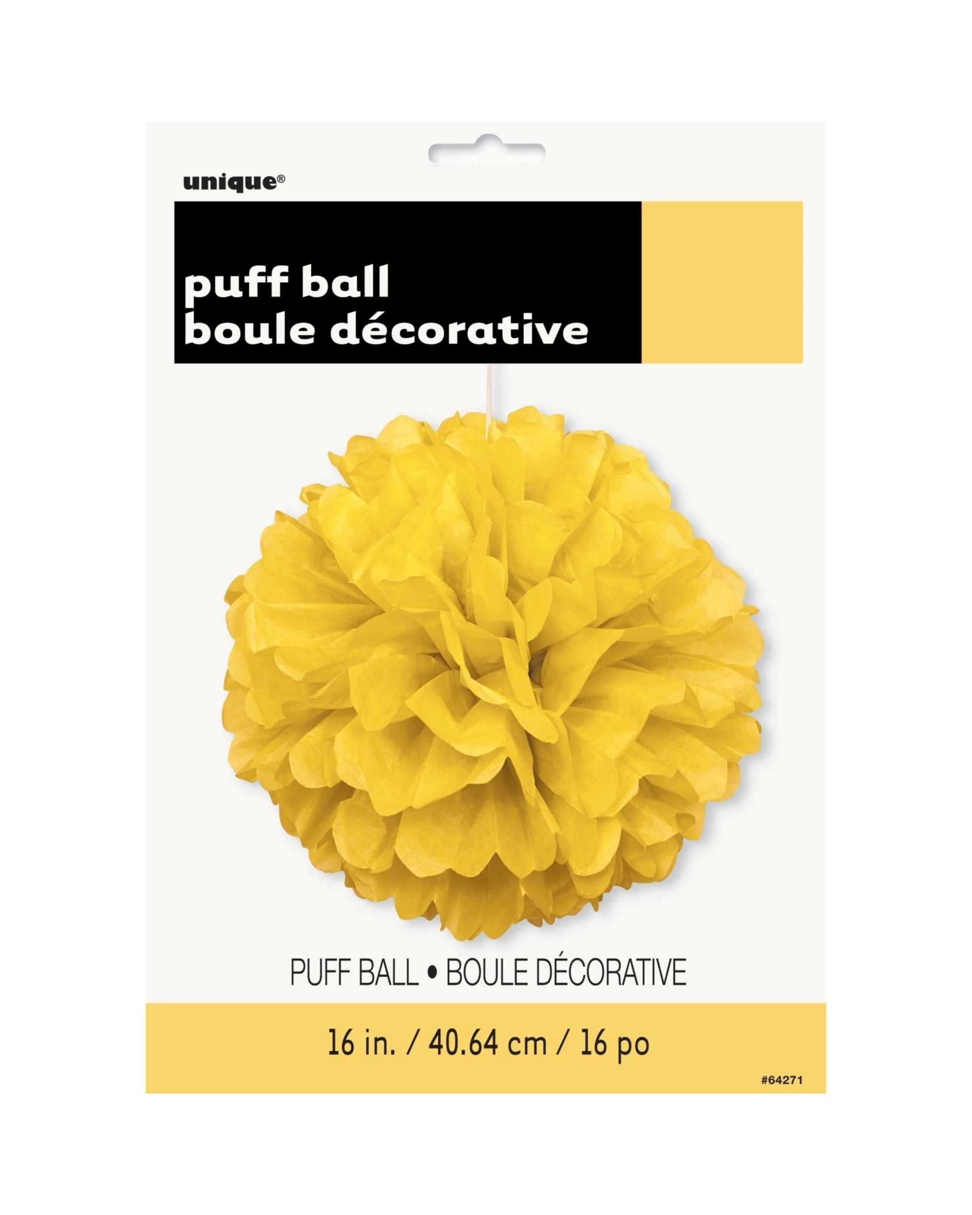 2 Unique 40cm Tissue Paper Puff Ball - Yellow, 2 of 2