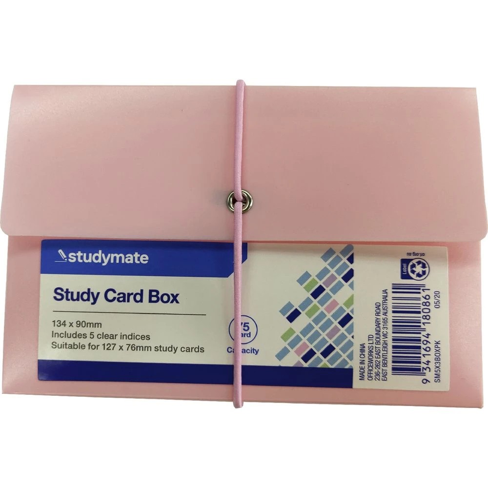 2 Studymate Study Card Box 127 x 76mm Pink, 2 of 3