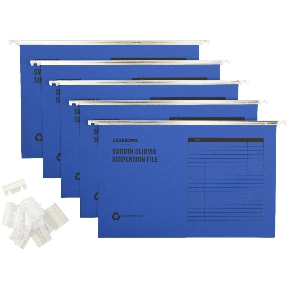 2 J.Burrows Foolscap Suspension Files Blue 10 Pack, 2 of 3