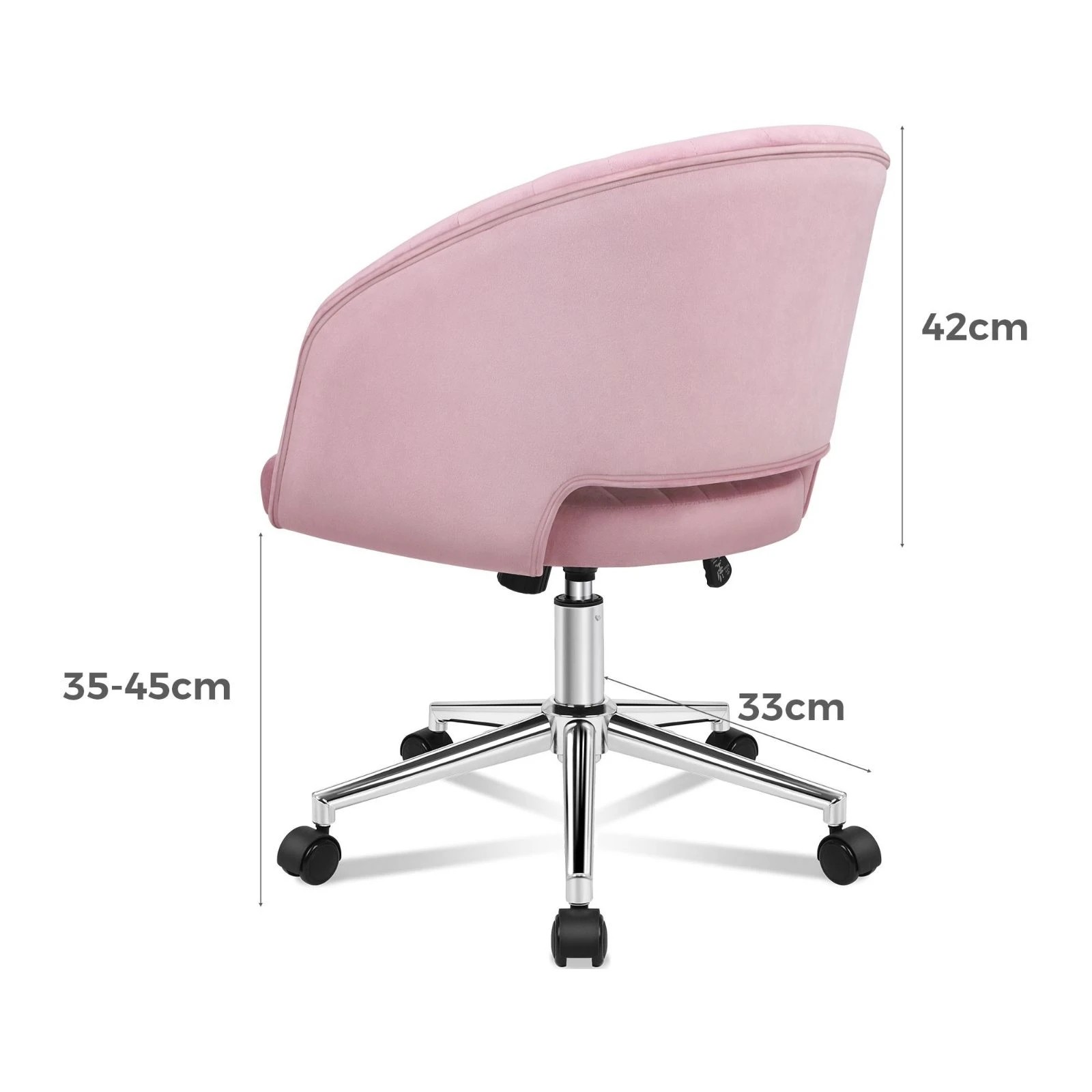 4 Alfordson Velvet Office Chair Swivel Armchair Computer Seat Adult Kids - Pink, 4 of 9