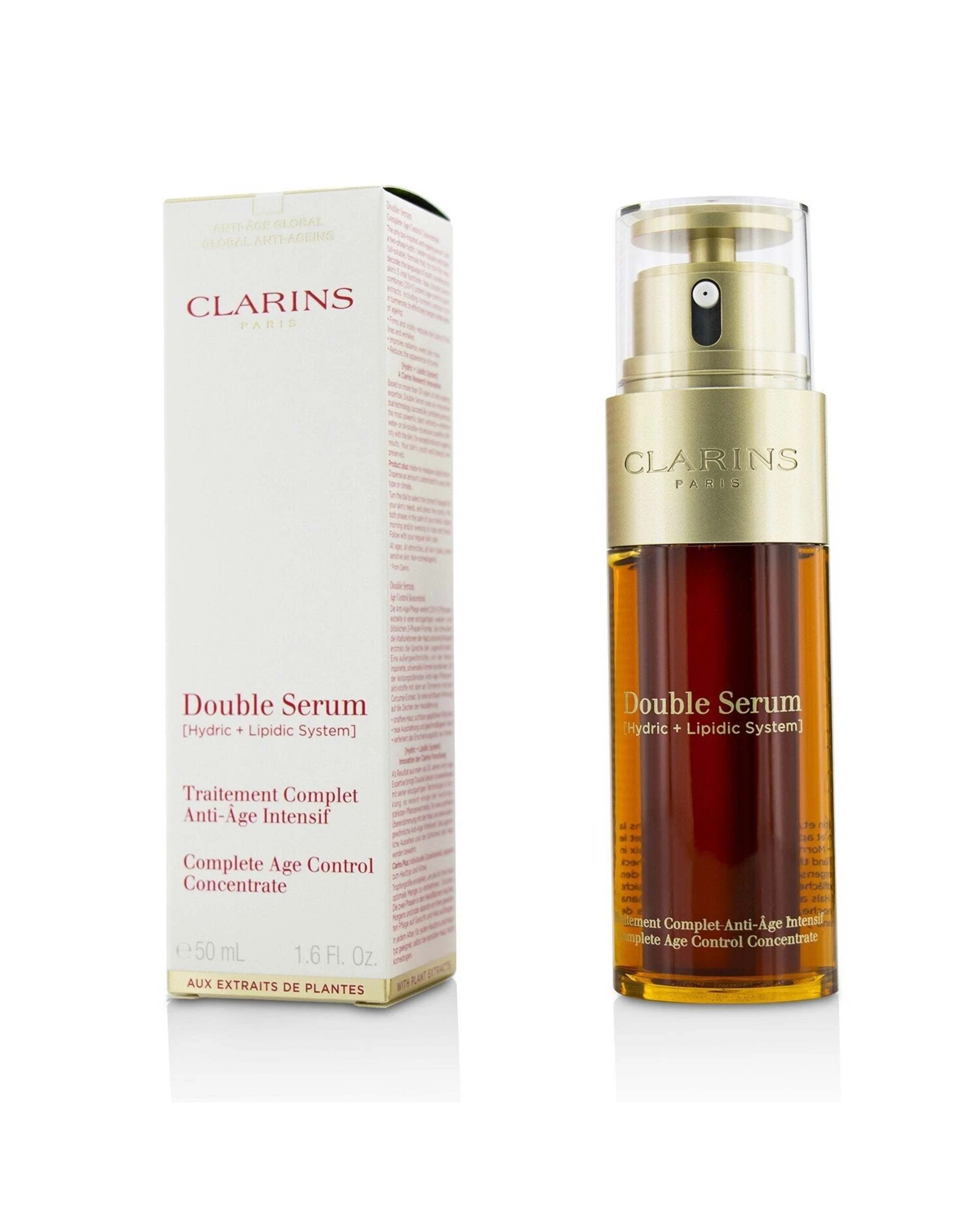 1 Clarins Double Serum (Hydric + Lipidic System) Complete Age Control Concentrate 50ml/1.6oz, 1 of 4