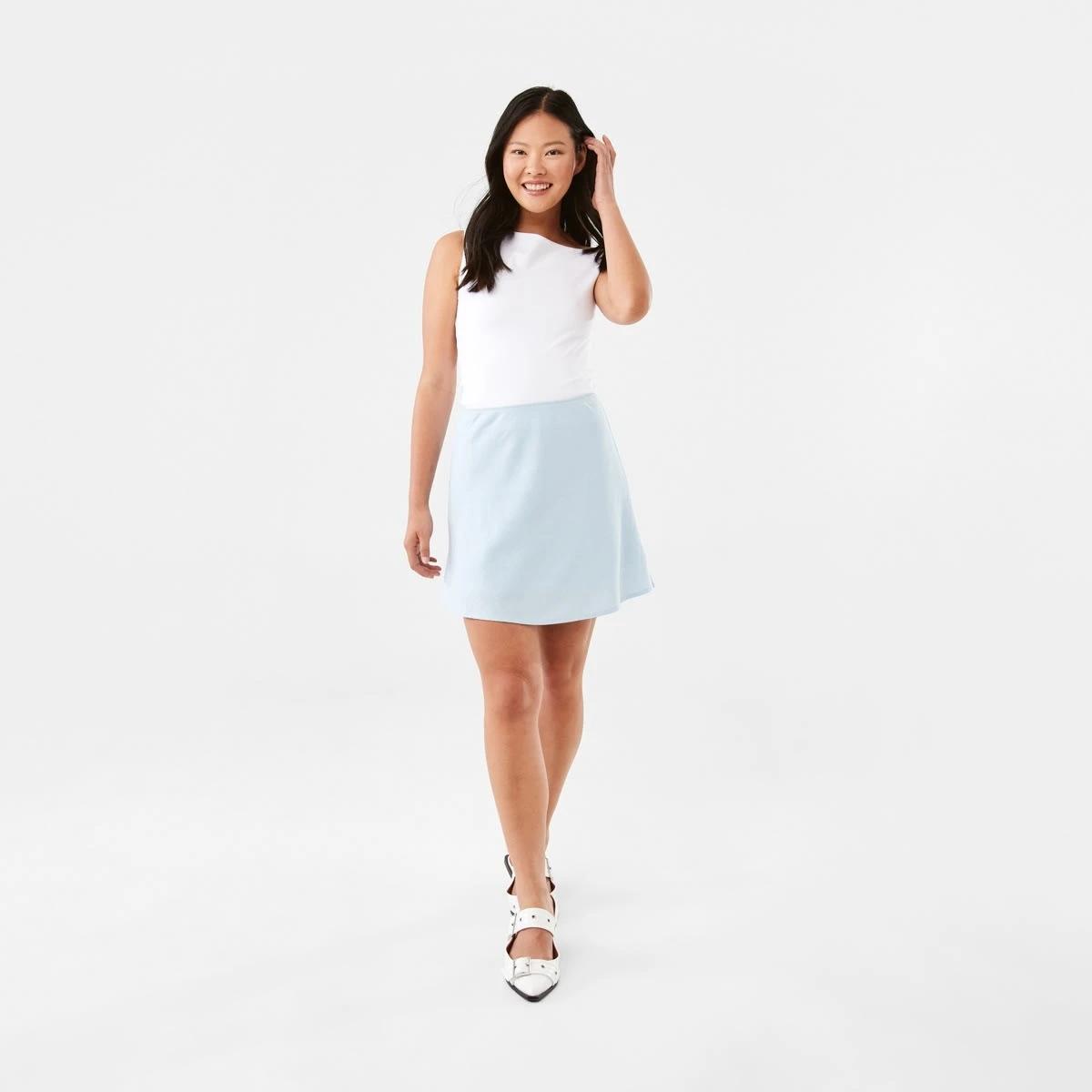 2 Linen Blend Mini Skirt Blu Skyway, 2 of 6