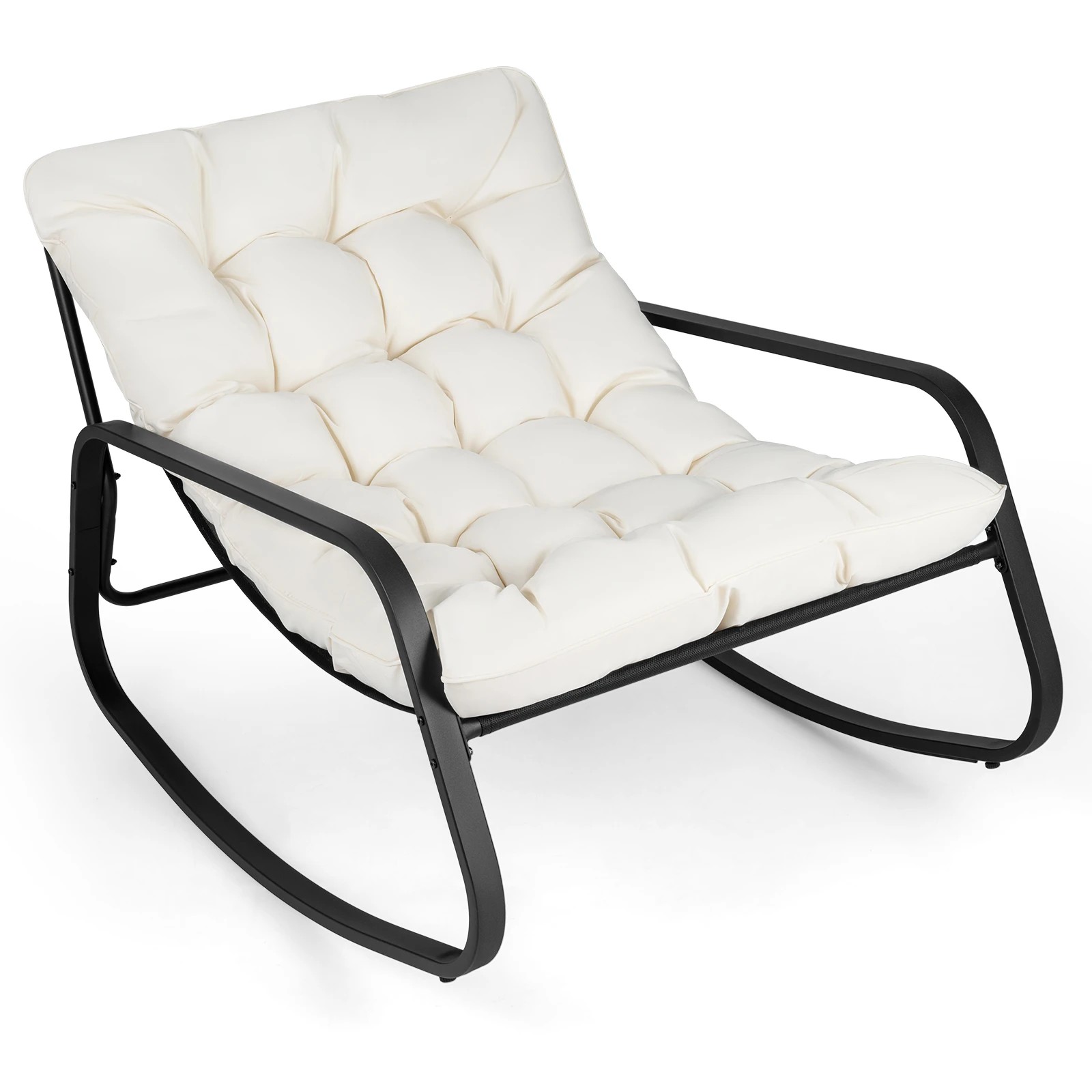 1 Costway Oversized Outdoor Rocking Chair 205 KG Heavy Duty Patio Rocker - Beige, 1 of 4