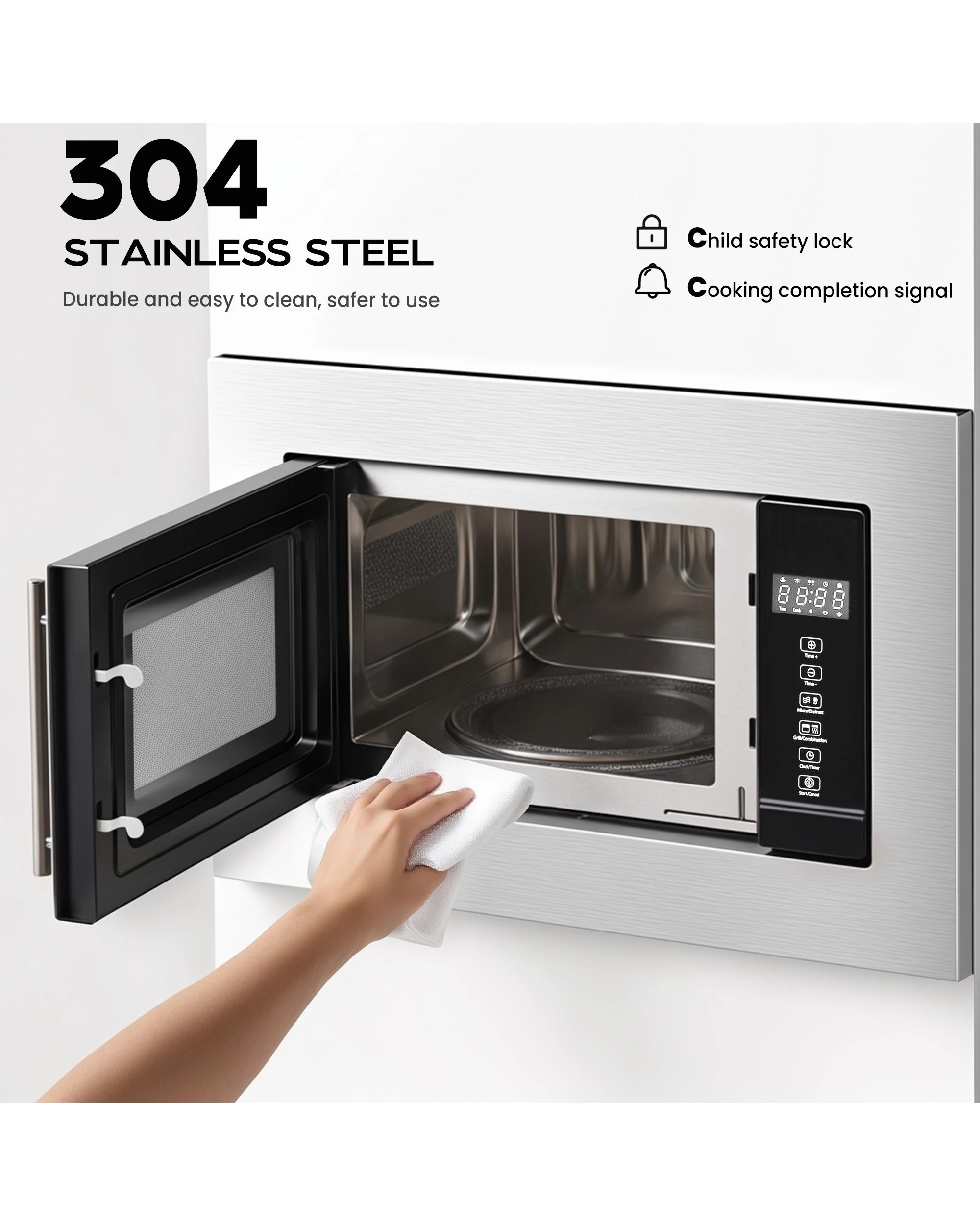 5 Advwin 20l Built-in Microwave Oven, 800w Microwave Oven, Touch Control Microwave With Timer And Defrost, 5 of 7