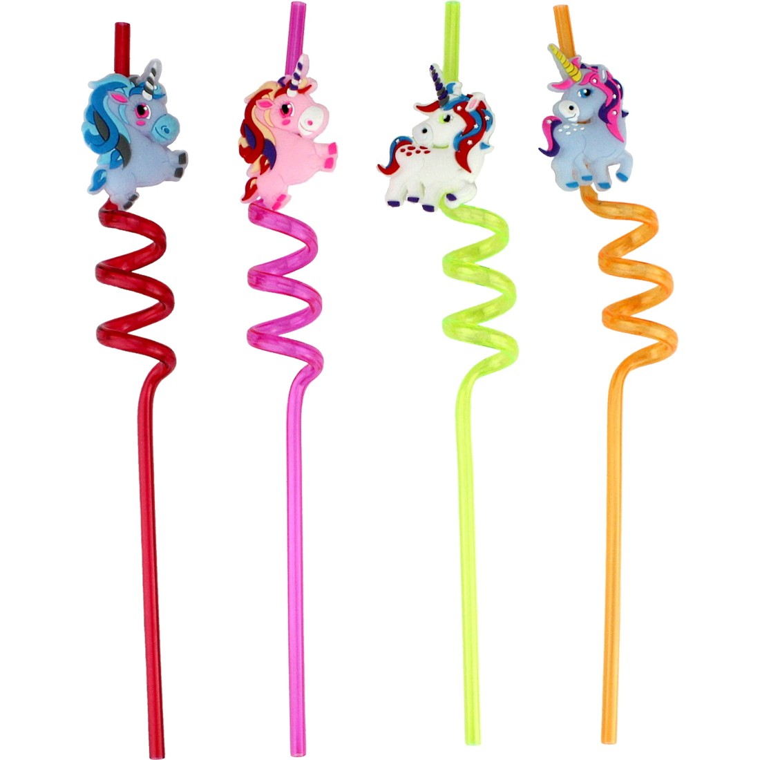 1 Party Maker Unicorn Assorted Plastic Straws Pack of 4, 1 of 1