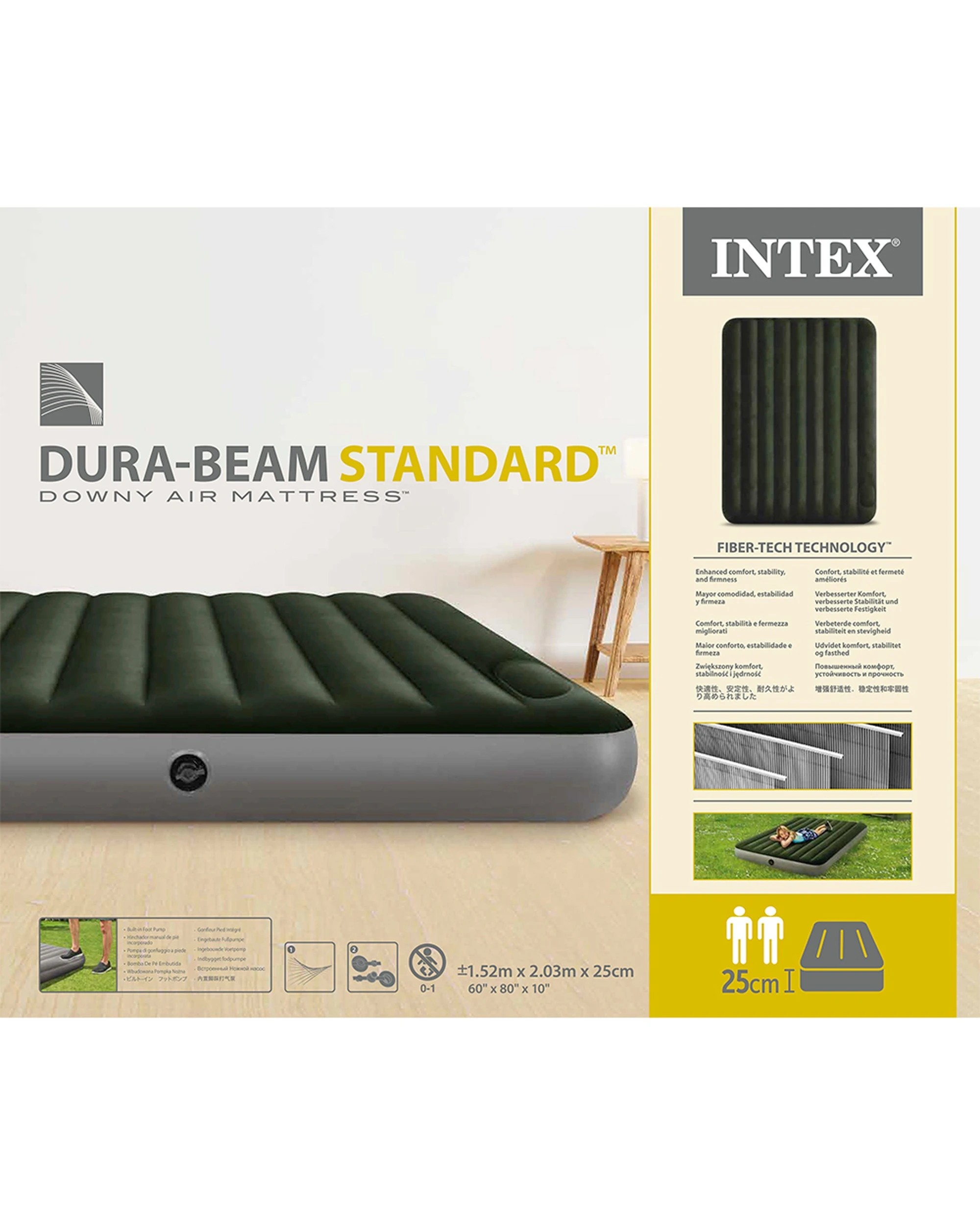 4 Intex Dura-Beam Downy Infaltable Airbed With Foot Bip - Queen Bed - Grey, 4 of 4