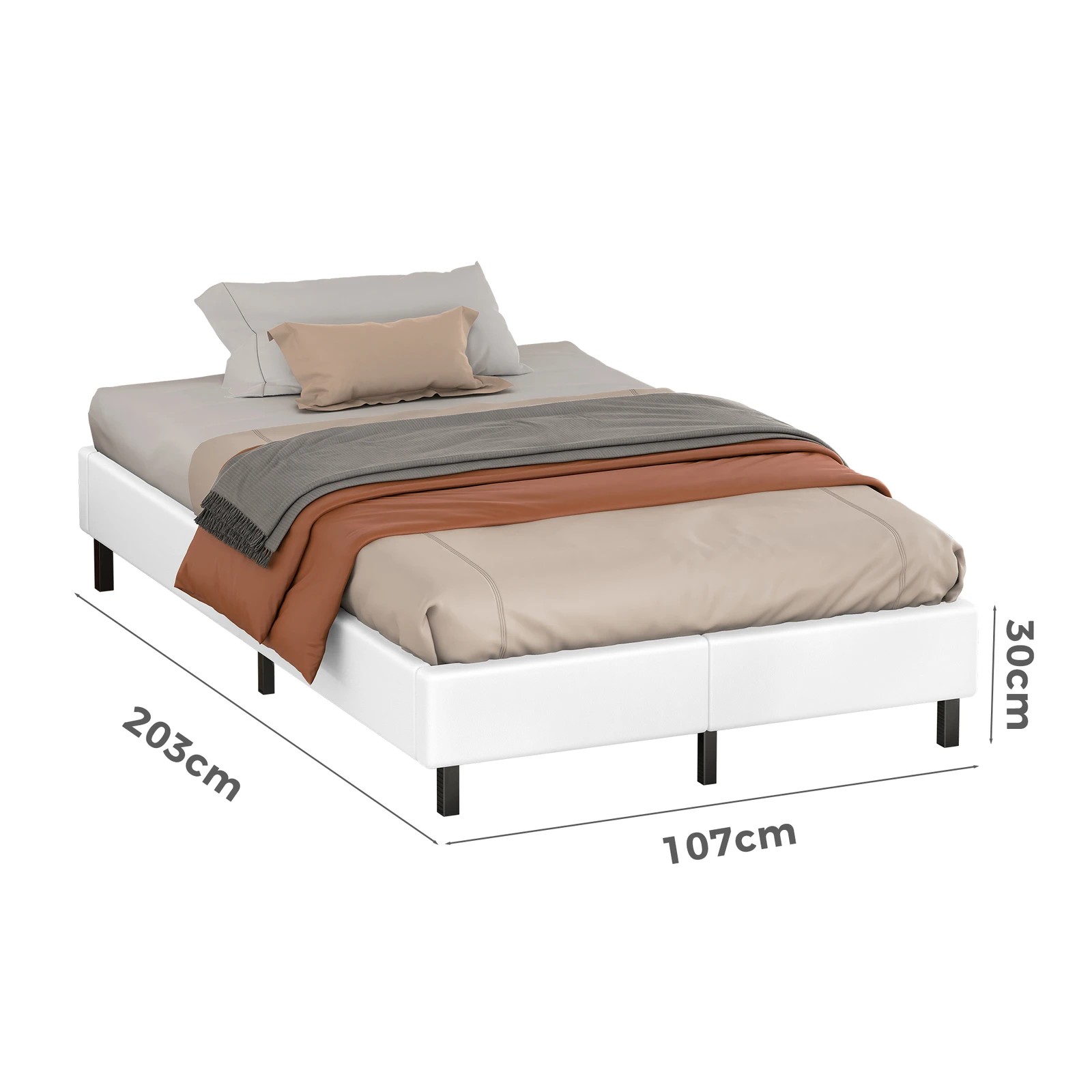 7 Alfordson Bed Frame King Single Mattress Base Foundation Leather Basel - White, 7 of 10