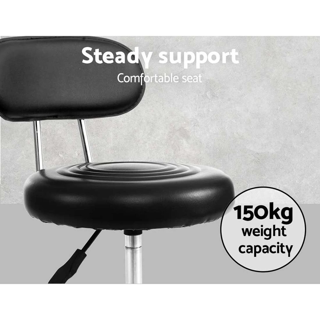 6 Artiss Salon Stool Swivel Chair Backrest - Black, 6 of 7
