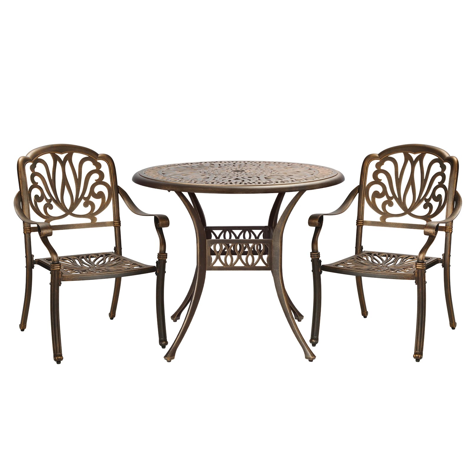 1 Livsip Outdoor Dining Chairs 3 Piece Bistro Set Cast Aluminium Patio Furniture
 - Bronze, 1 of 10