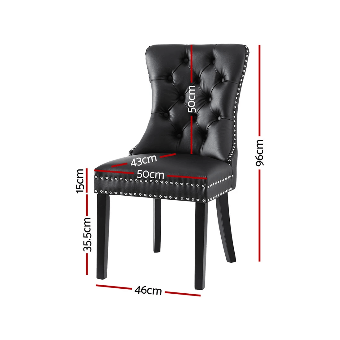 2 1 Set of 2 Artiss Dining Chairs Leather - Black, 2 of 6