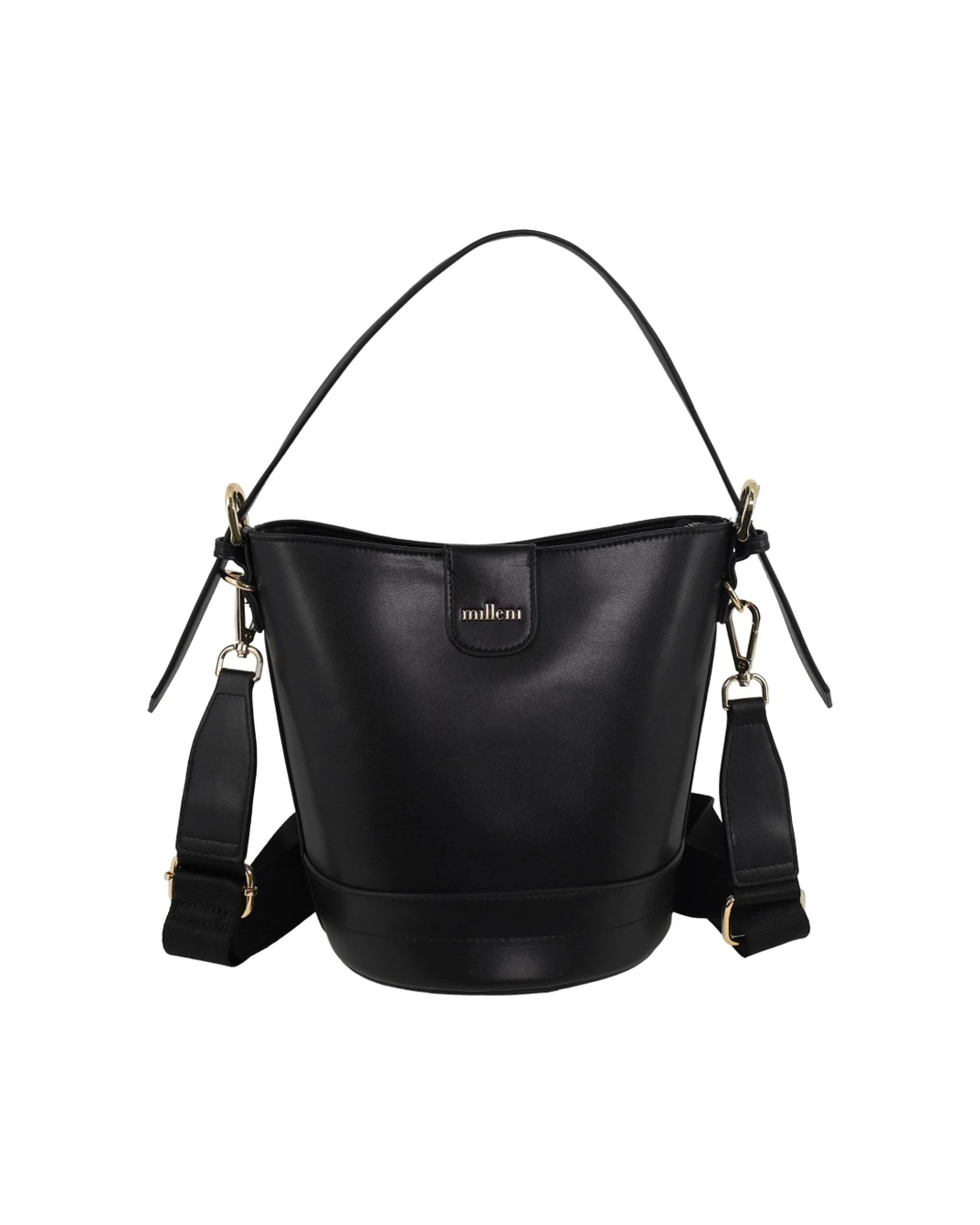 3 Milleni Women's Handbag Vegan Leather Lightweight Bucket Crossbody Bag - Black, 3 of 6