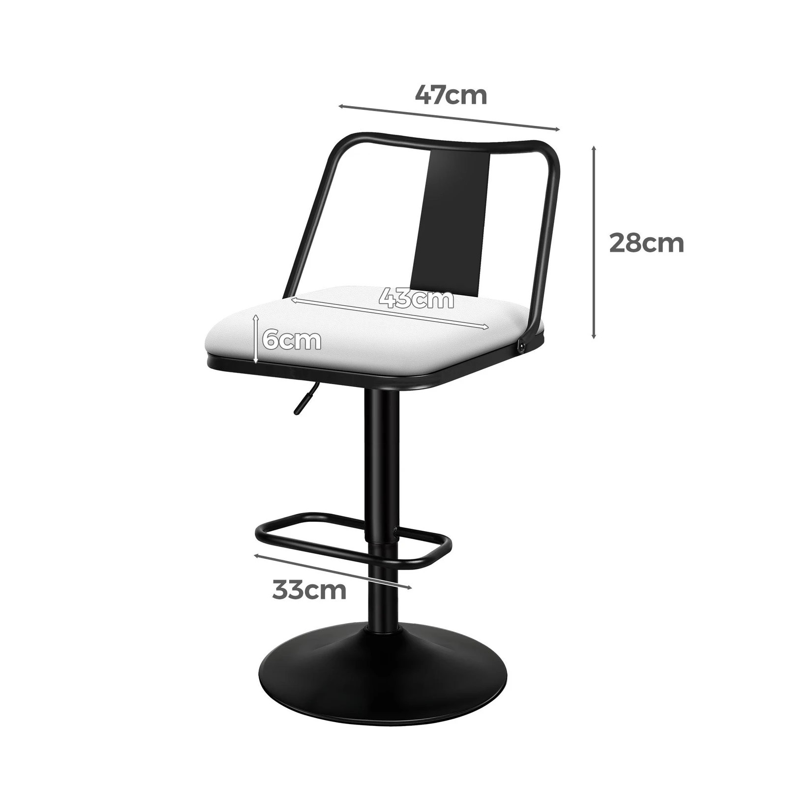 7 Alfordson 2x Bar Stools Gas Lift Leather Bar Chairs Kitchen Swivel Gloria - White, 7 of 10