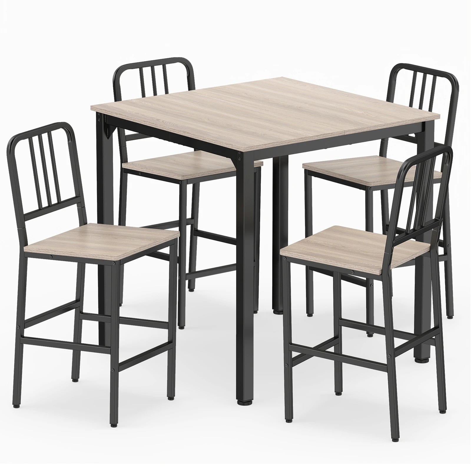1 Costway 5PCS Counter Height Dining Table Set Dining Table Set Kitchen Bar Table & Chairs Set - Grey, 1 of 4