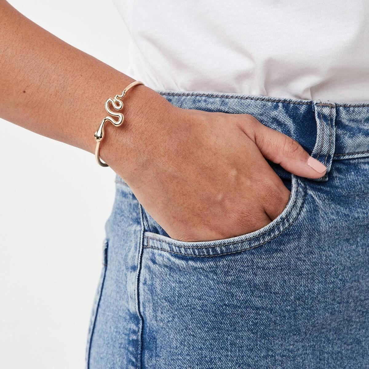 3 Snake Cuff Bracelet - Gold Tone Gold, 3 of 4