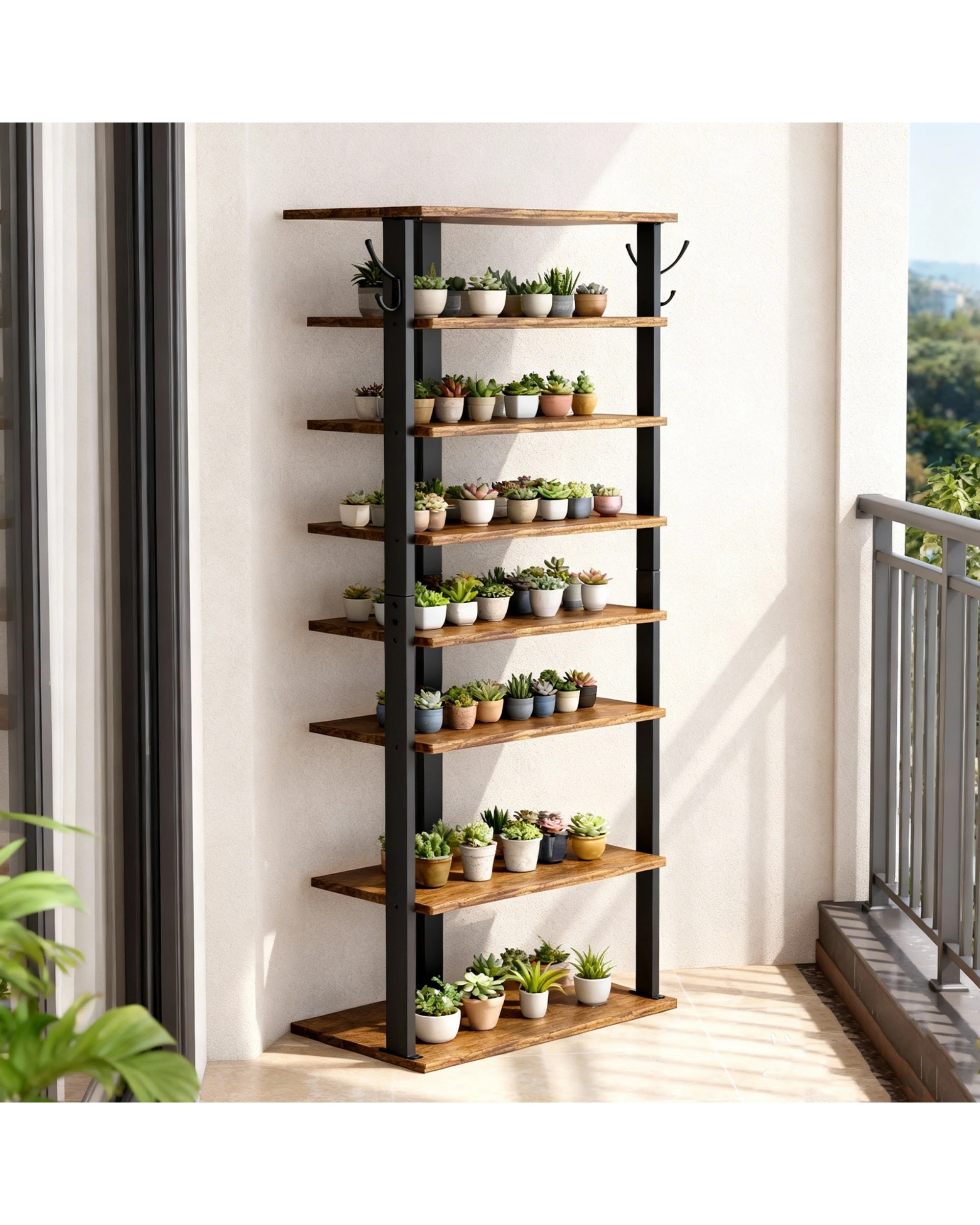 5 Advwin 8 Tier Vertical Shoe Rack Shoe Storage Organiser Narrow Shoe Tower, Rustic Brown, 5 of 10