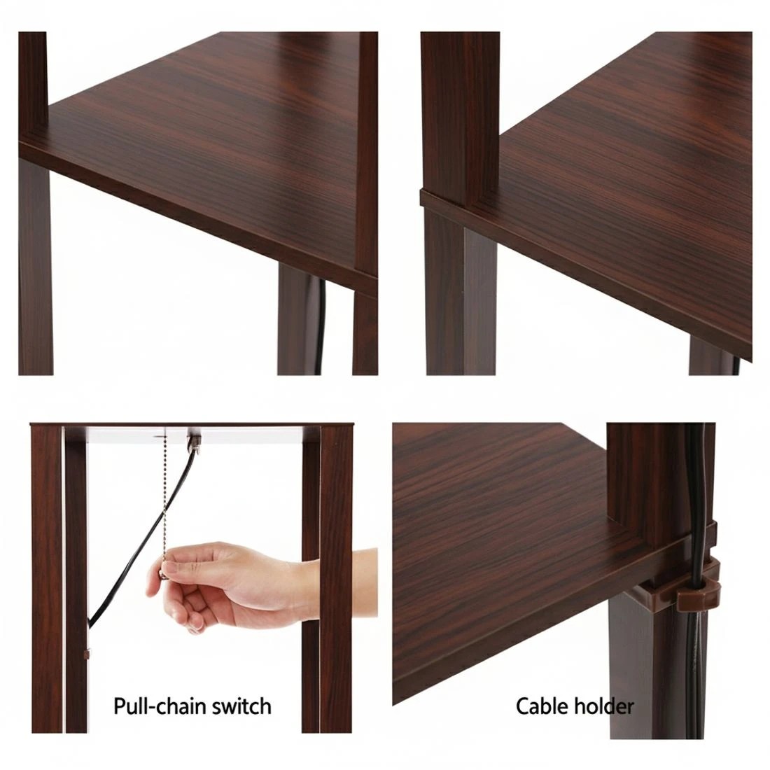 7 Artiss Floor Lamp 3 Tier Shelf Storage LED Light Stand Home Room Vintage - Brown, 7 of 7