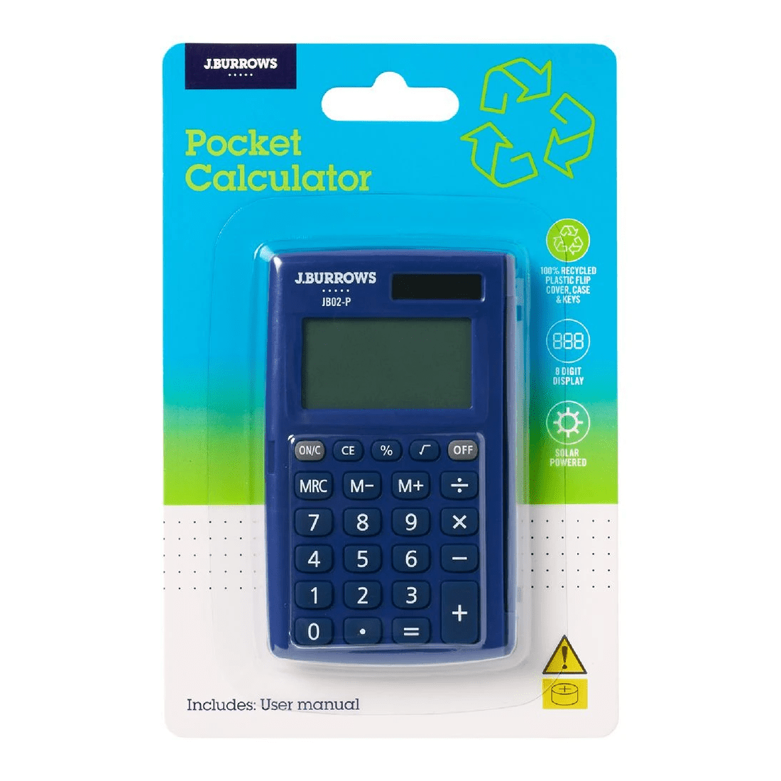 1 J.Burrows Pocket 8 Digit Calculator Navy, 1 of 5