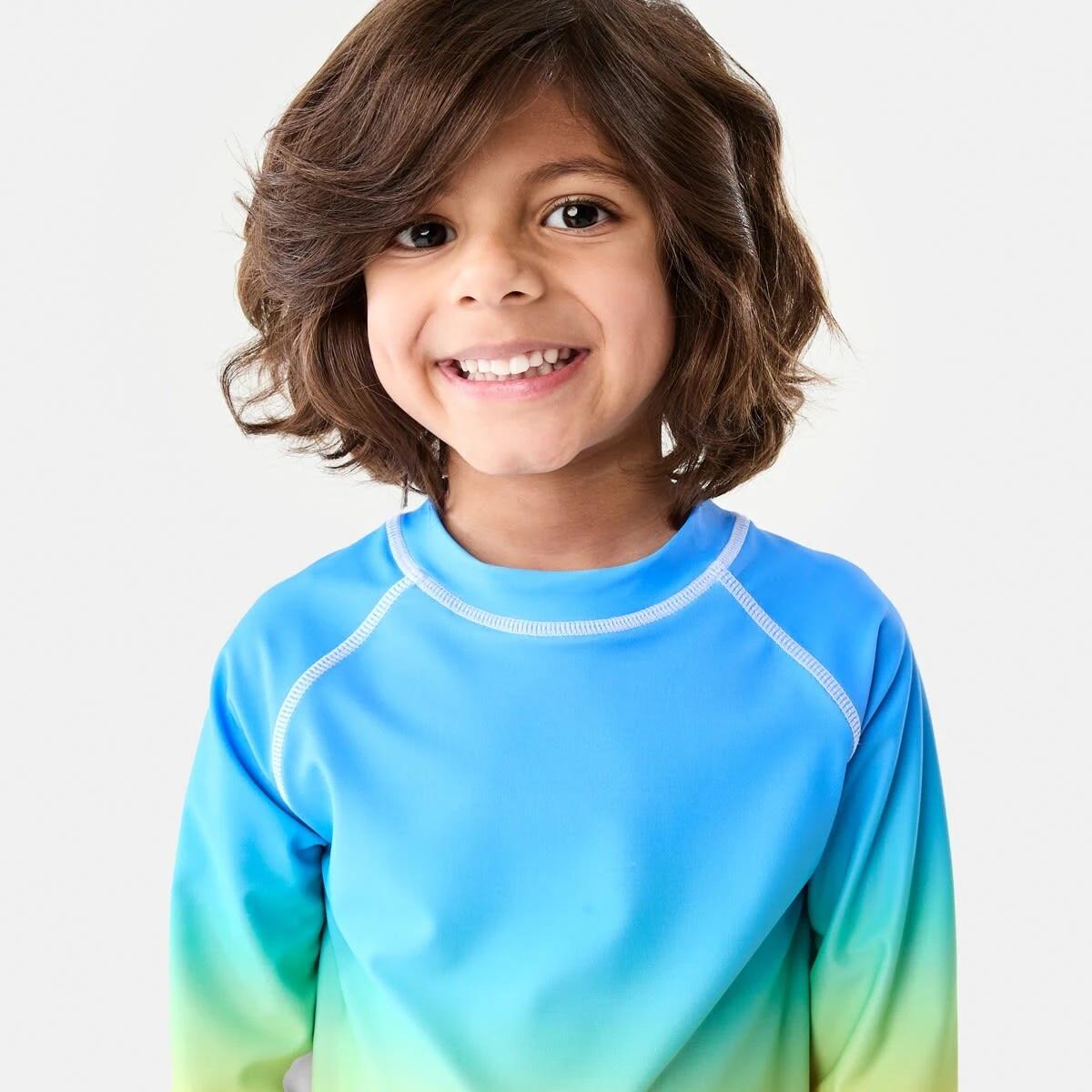 3 Printed Long Sleeve Rash Vest RASHIE FLURO RAINBOW, 3 of 6