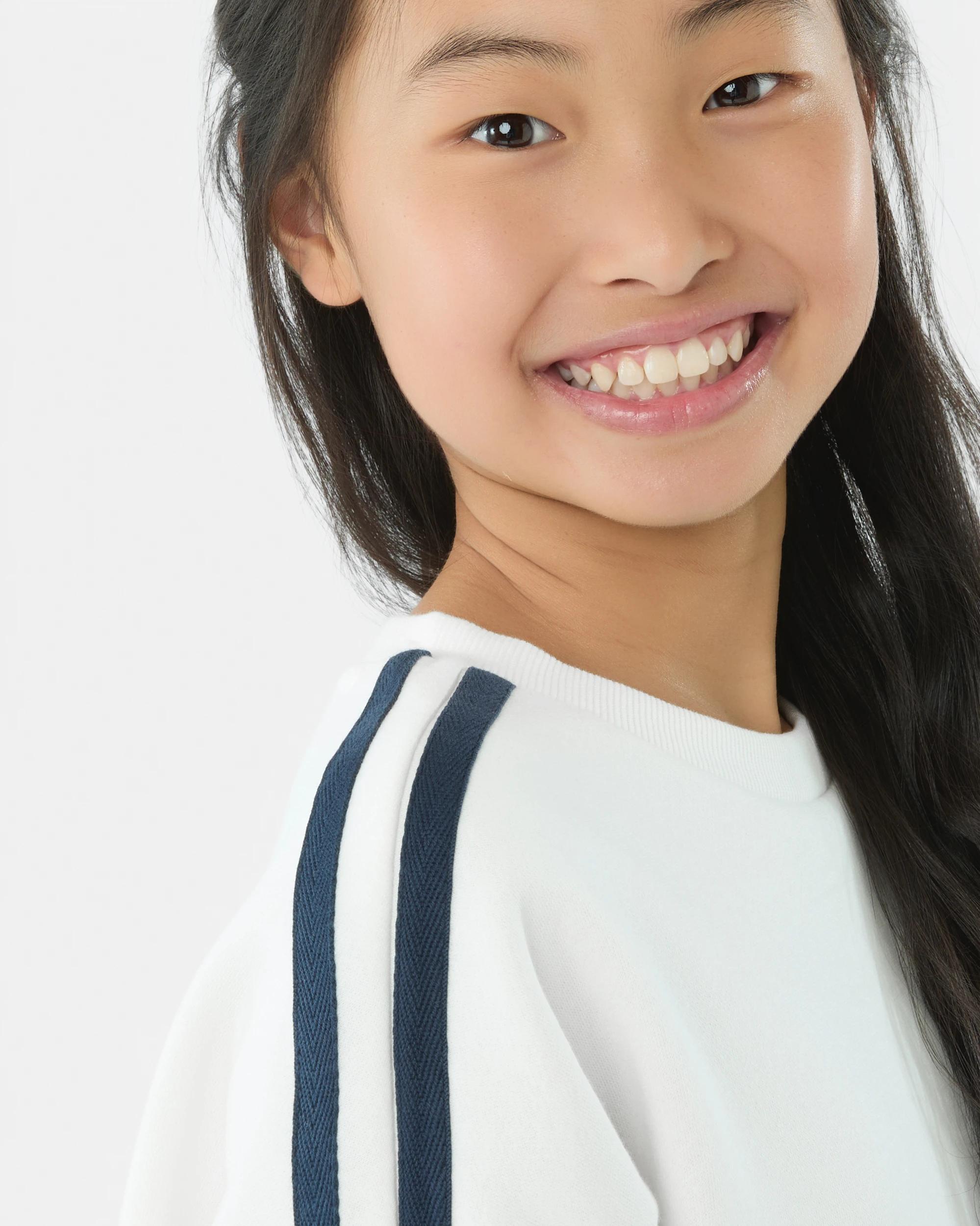 6 Oversized Side Stripe Crew Neck Sweatshirt Wht Heart, 6 of 6