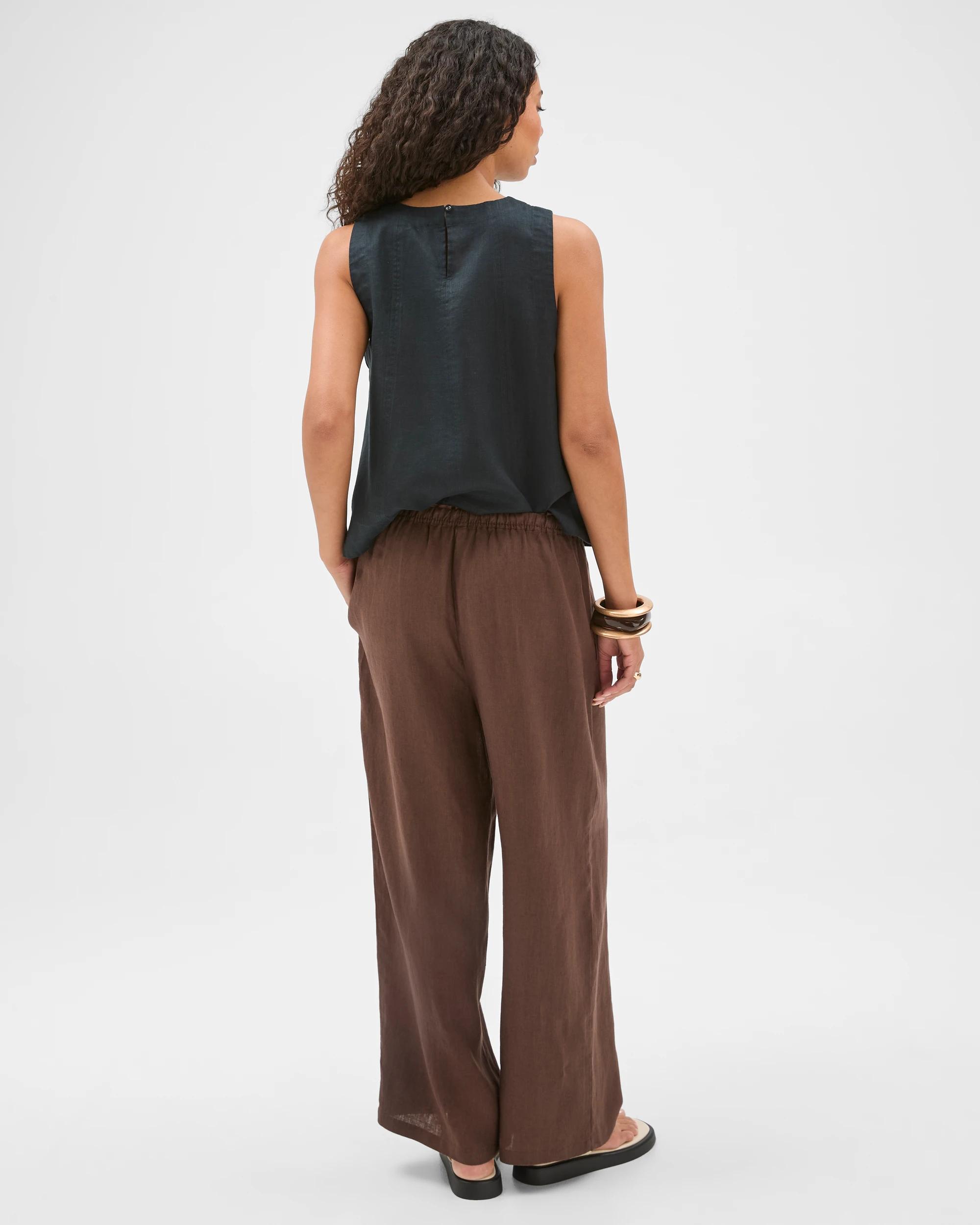 6 Target Woman European Linen Wide Leg Pants COFFEE BEAN, 6 of 6