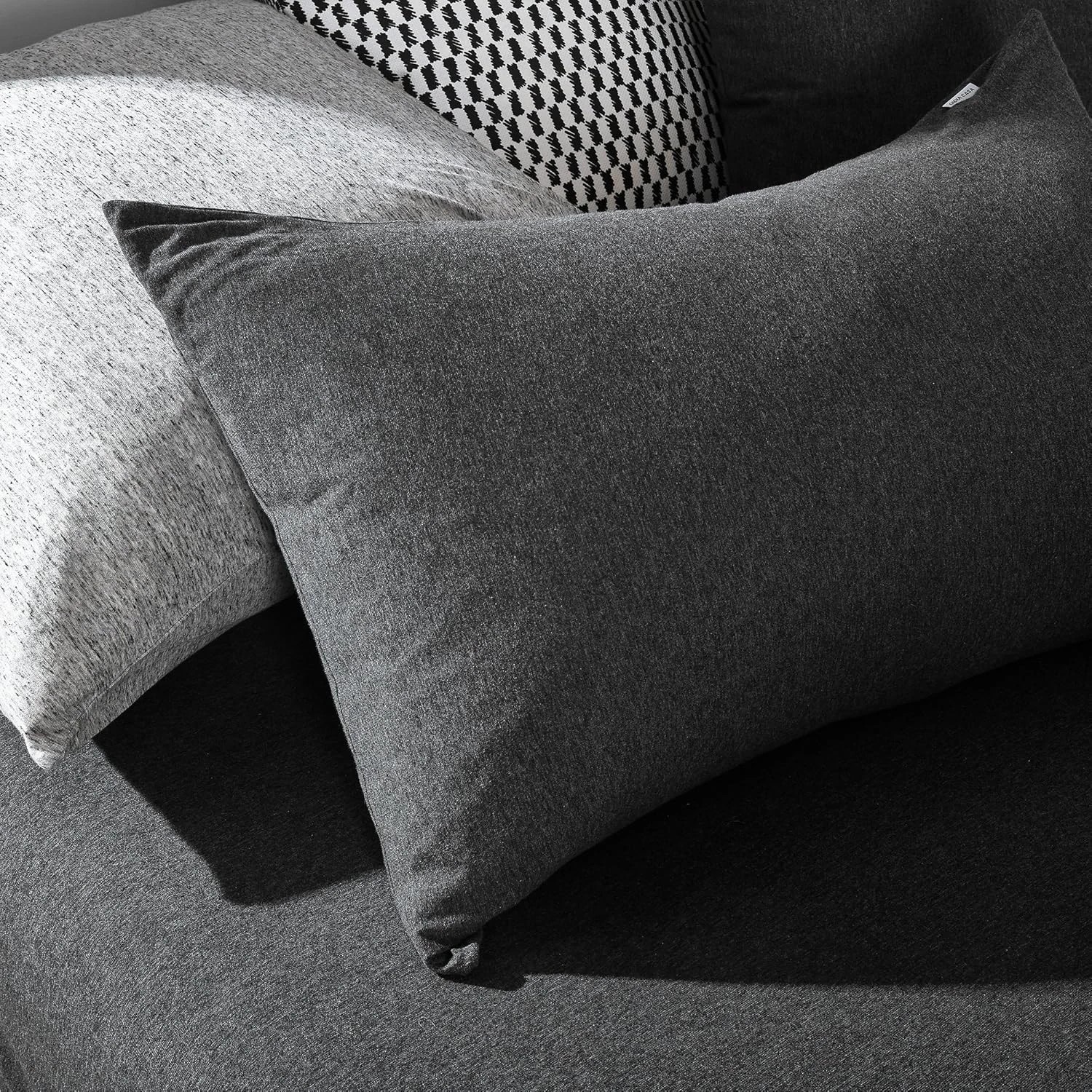 2 Gioia Casa Jersey Cotton Quilt Cover Set Soft Breathable Stretchy - Single Bed - Black, 2 of 5